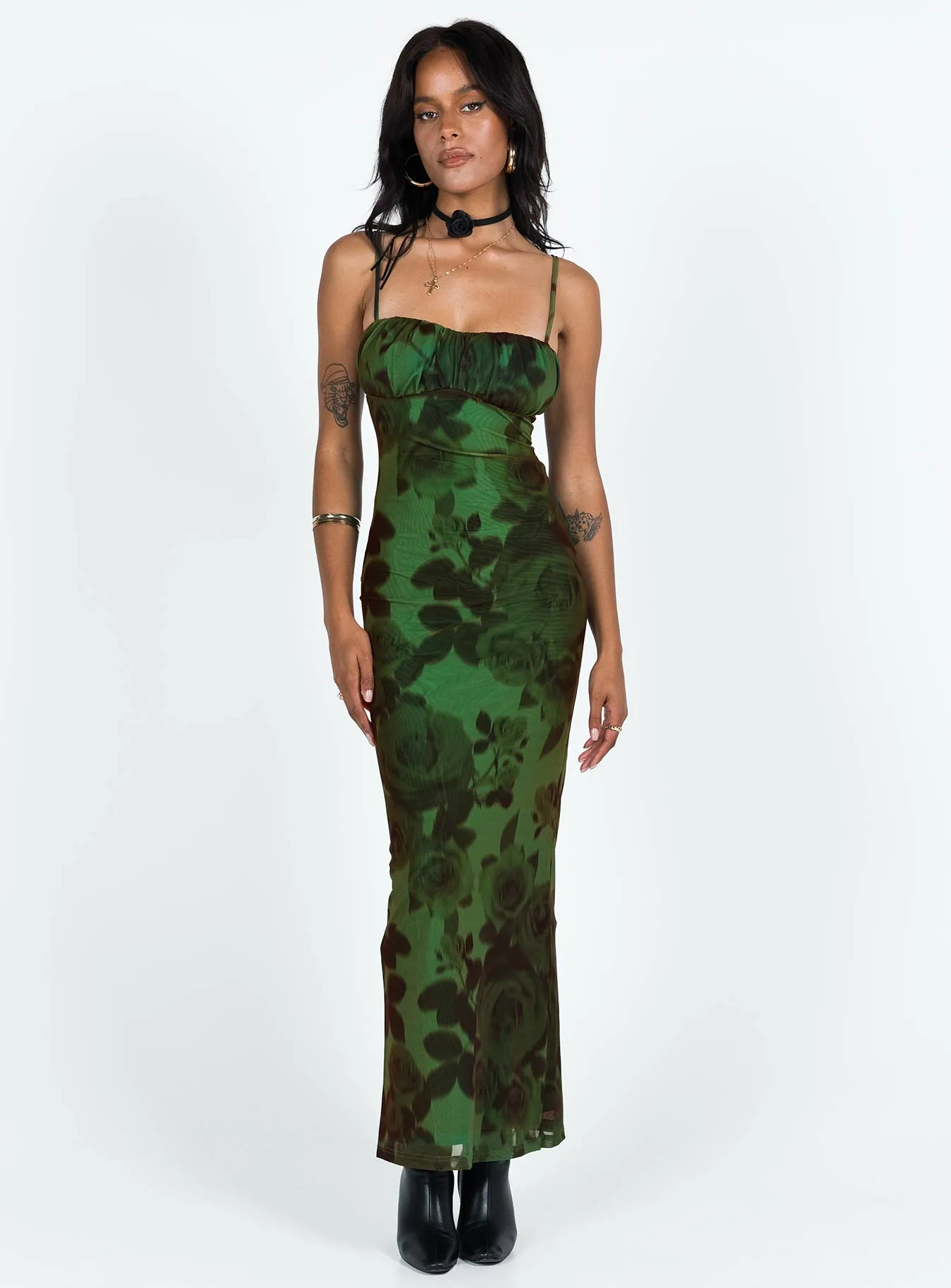 JGR & STN Thorne Maxi Dress Green Emerald Shine