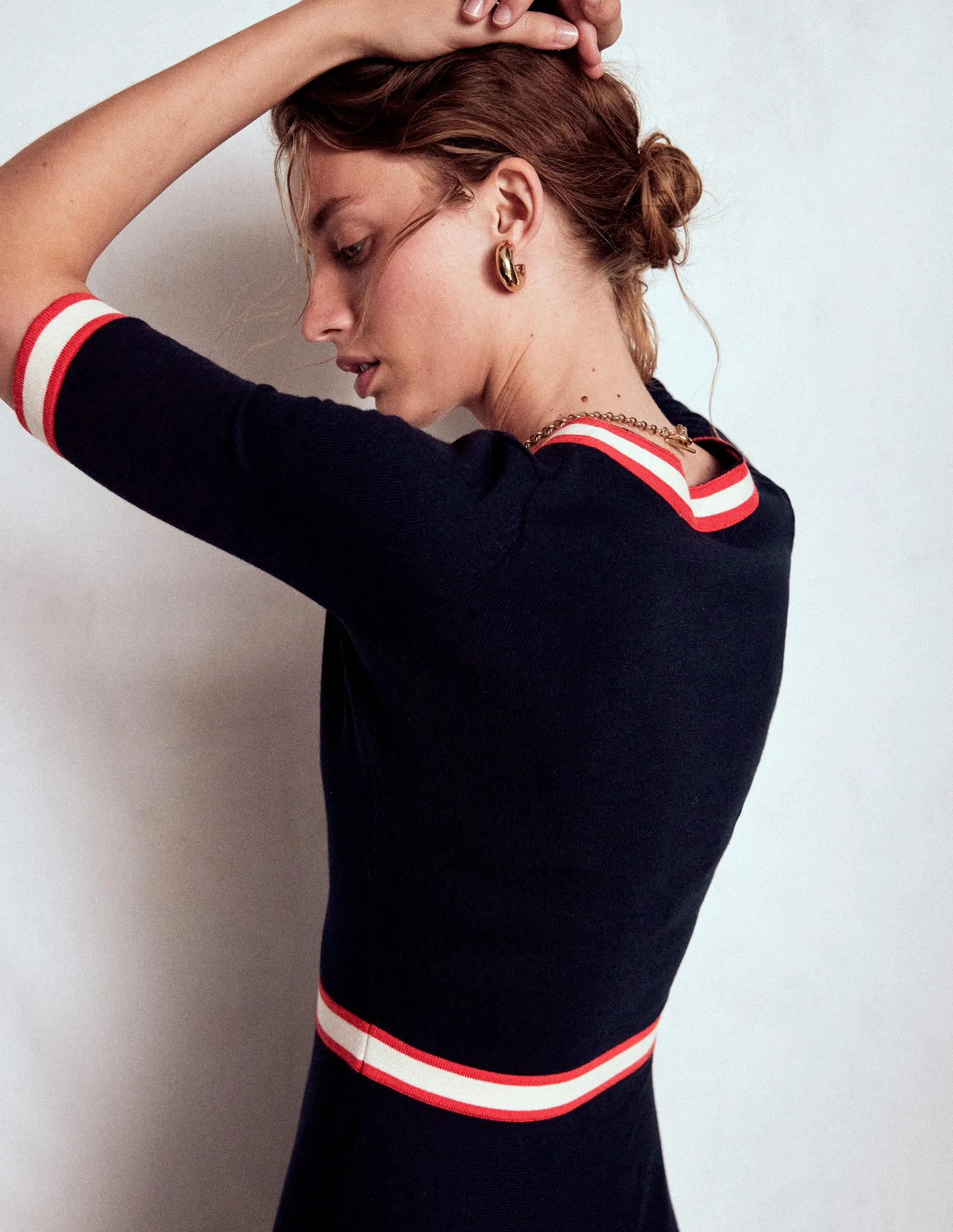 Tipped Bow Dress-Navy All Day Comfort Sun Beam