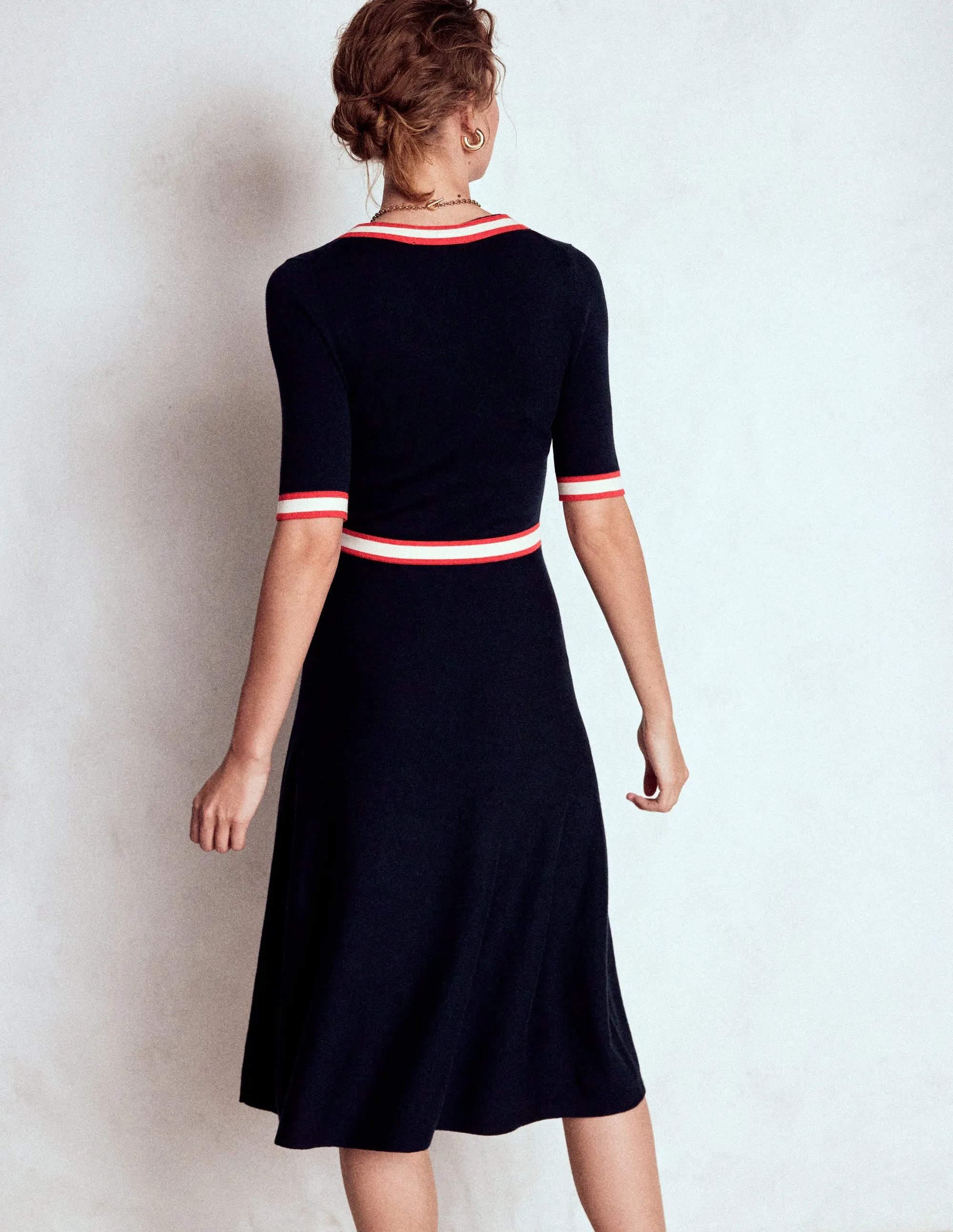 Opal Glow Tipped Bow Dress-Navy