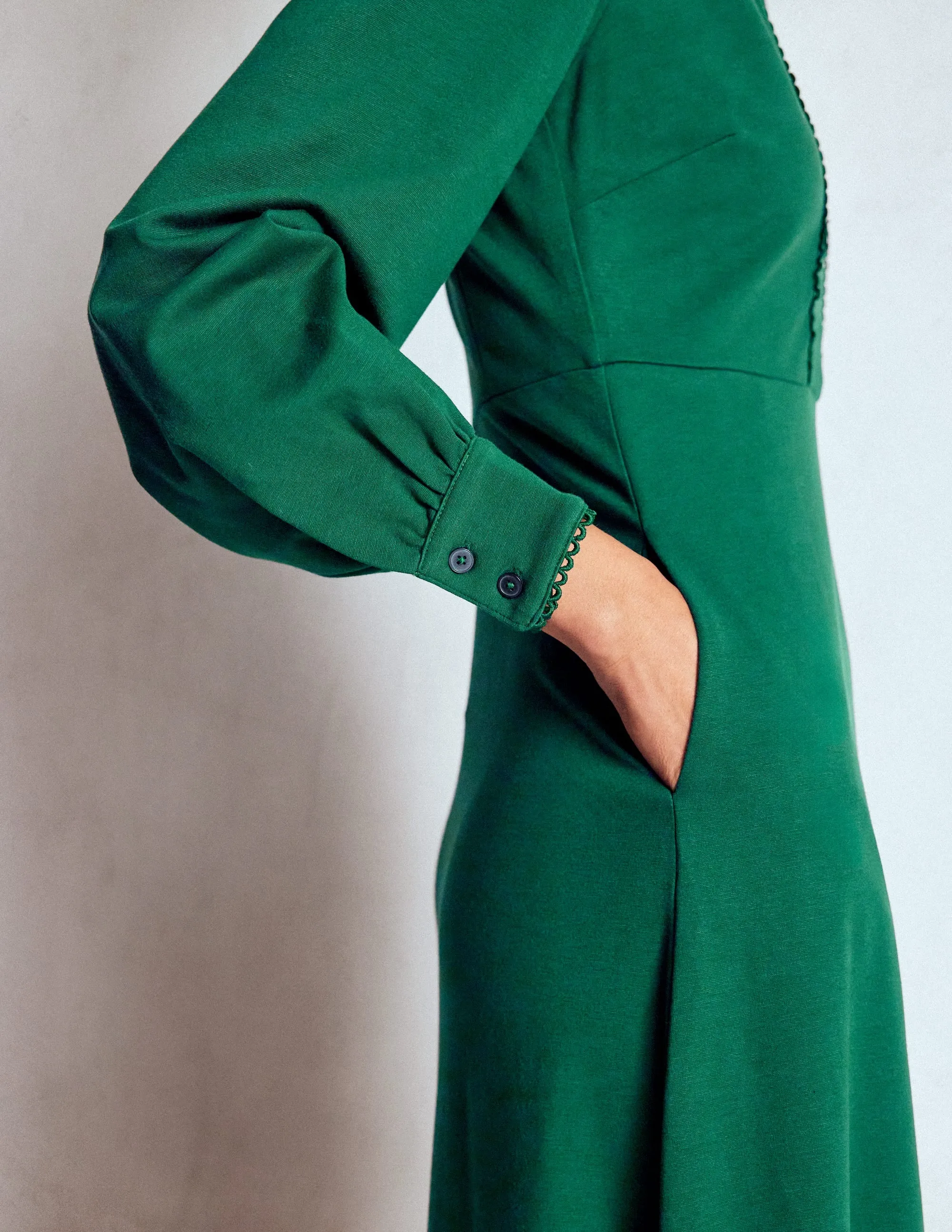 Pip Zip-Up Ponte Midi Dress-Emerald Night Toast Time