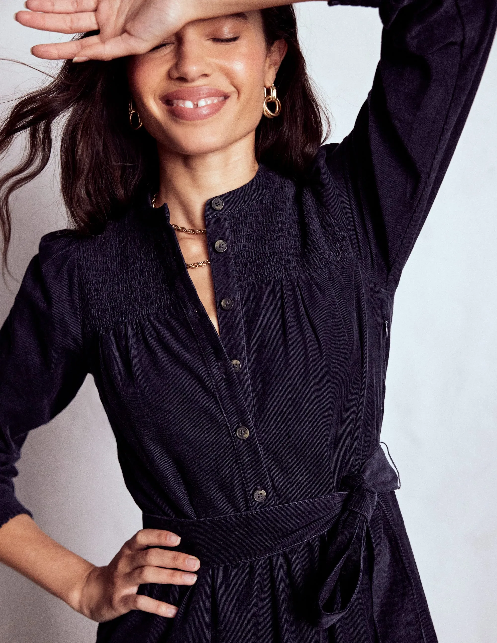 Dreamy Feel Cecily Cord Midi Dress-Navy