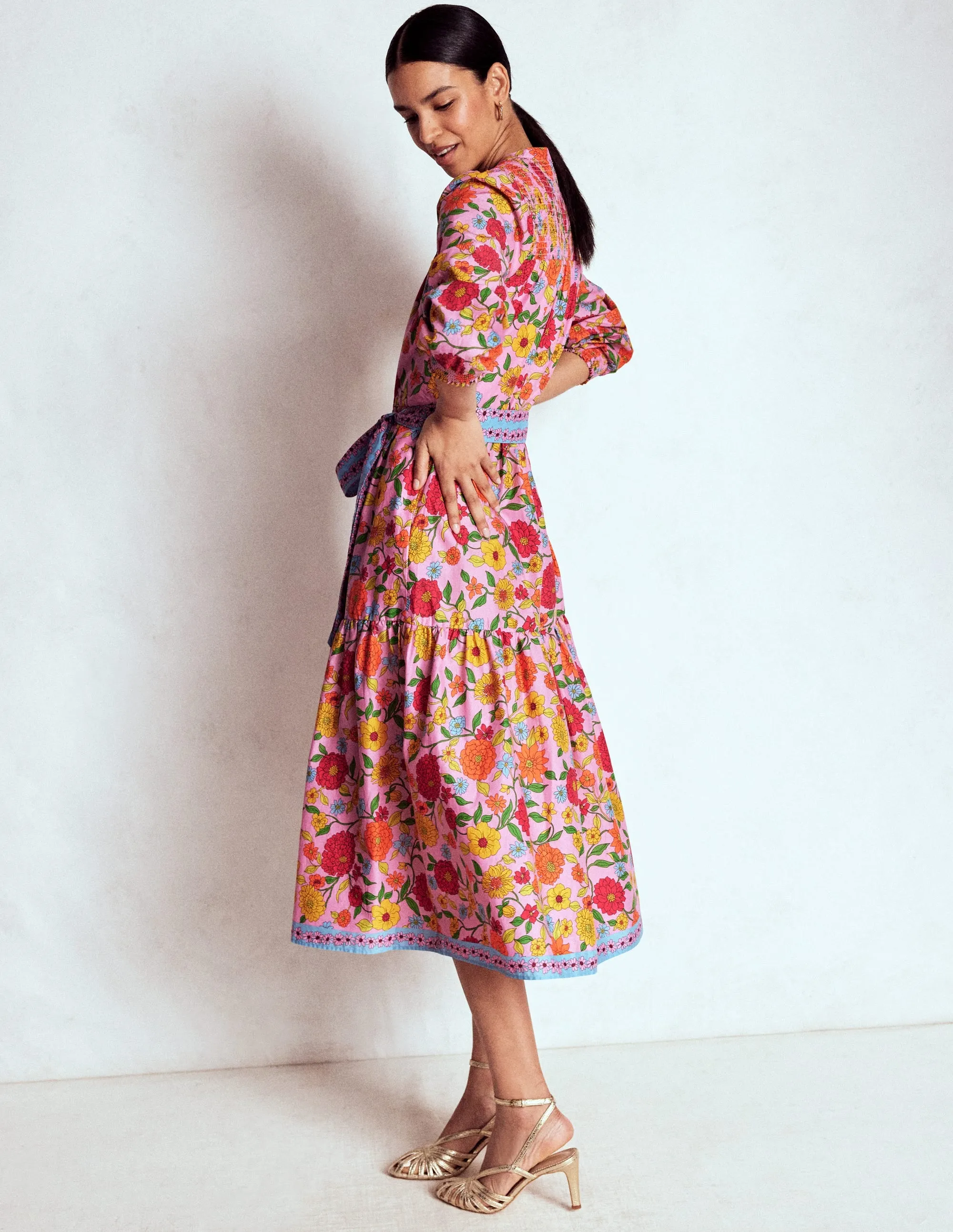 Cecily Cotton Midi Dress-Multi, Dahlia Trail Chic Style