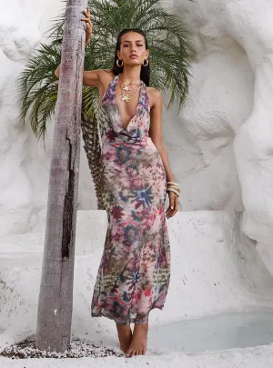 Cassiday Halter Maxi Dress Multi Soft Dawn