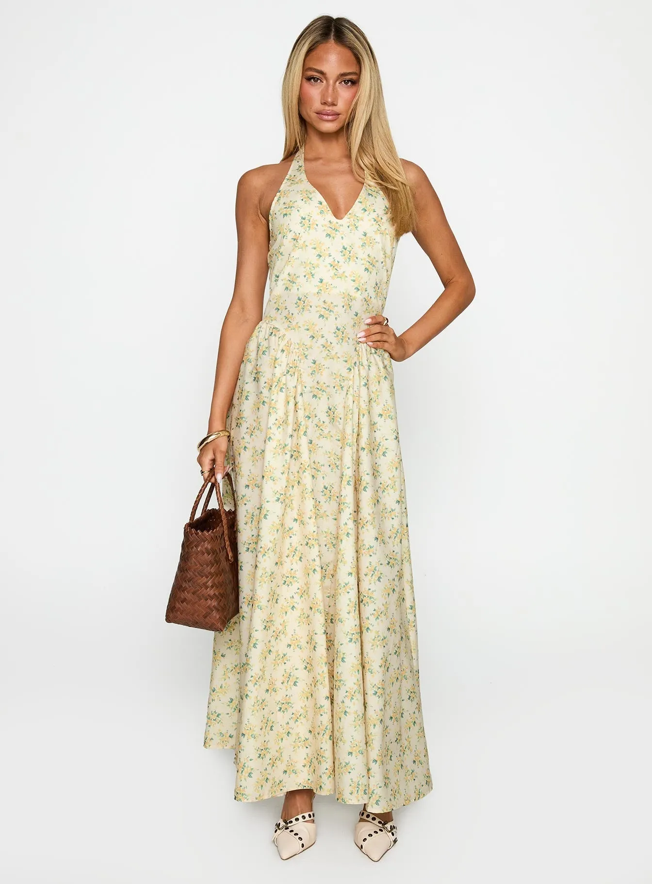 Monte Carlo Halter Maxi Dress Yellow breath easy
