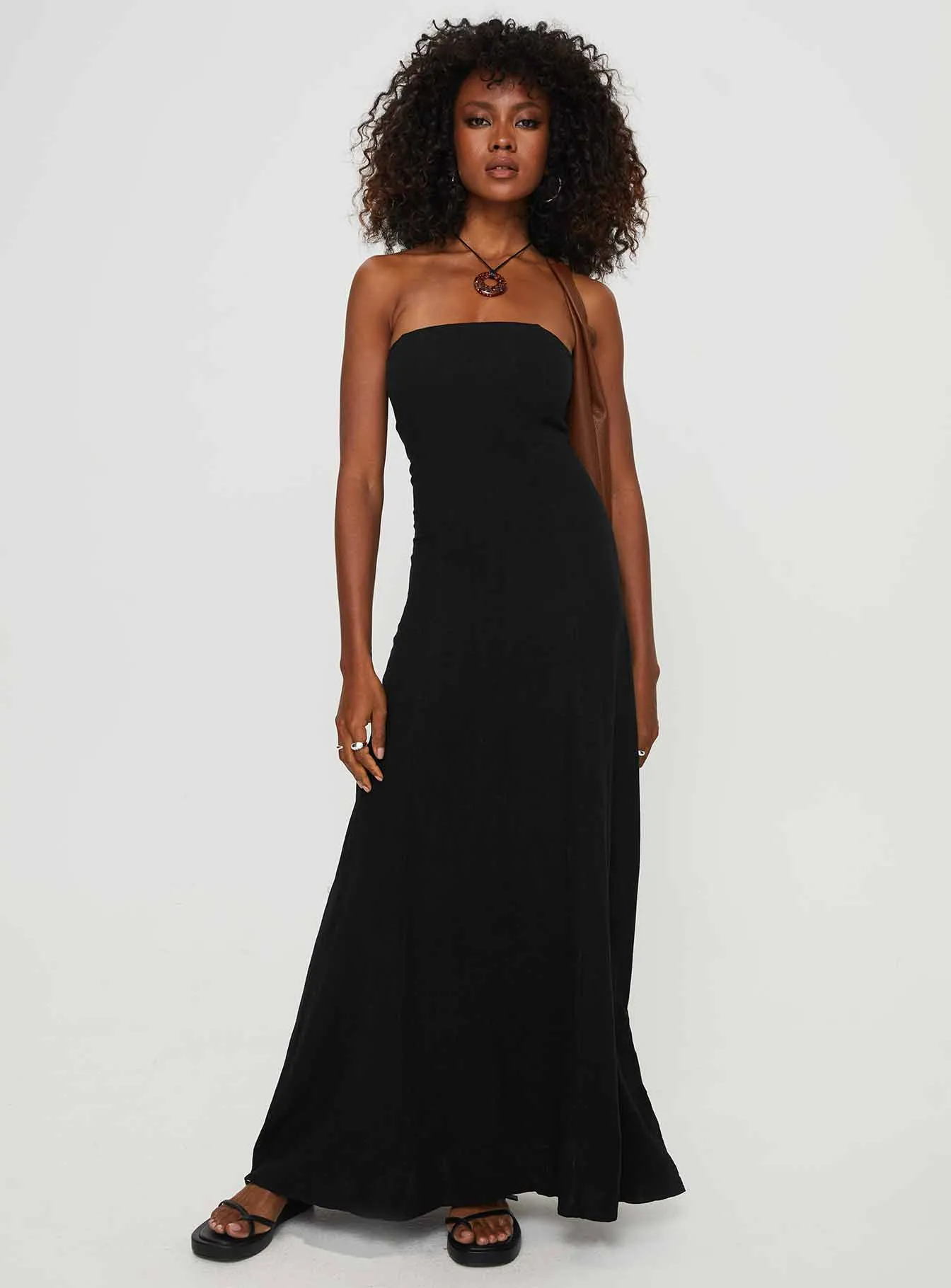 4eva Maxi Dress Black Soft drape summer gown Light Weight