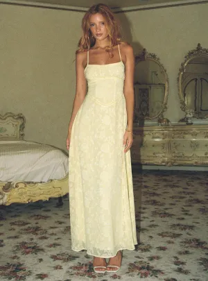 South Of France Maxi Dress Yellow The dress??s simple design allows you to dress it up or down depending on your style