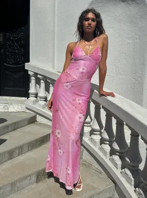 White Pure Maxi dress with belt Beverlie Halter Maxi Dress Pink Floral