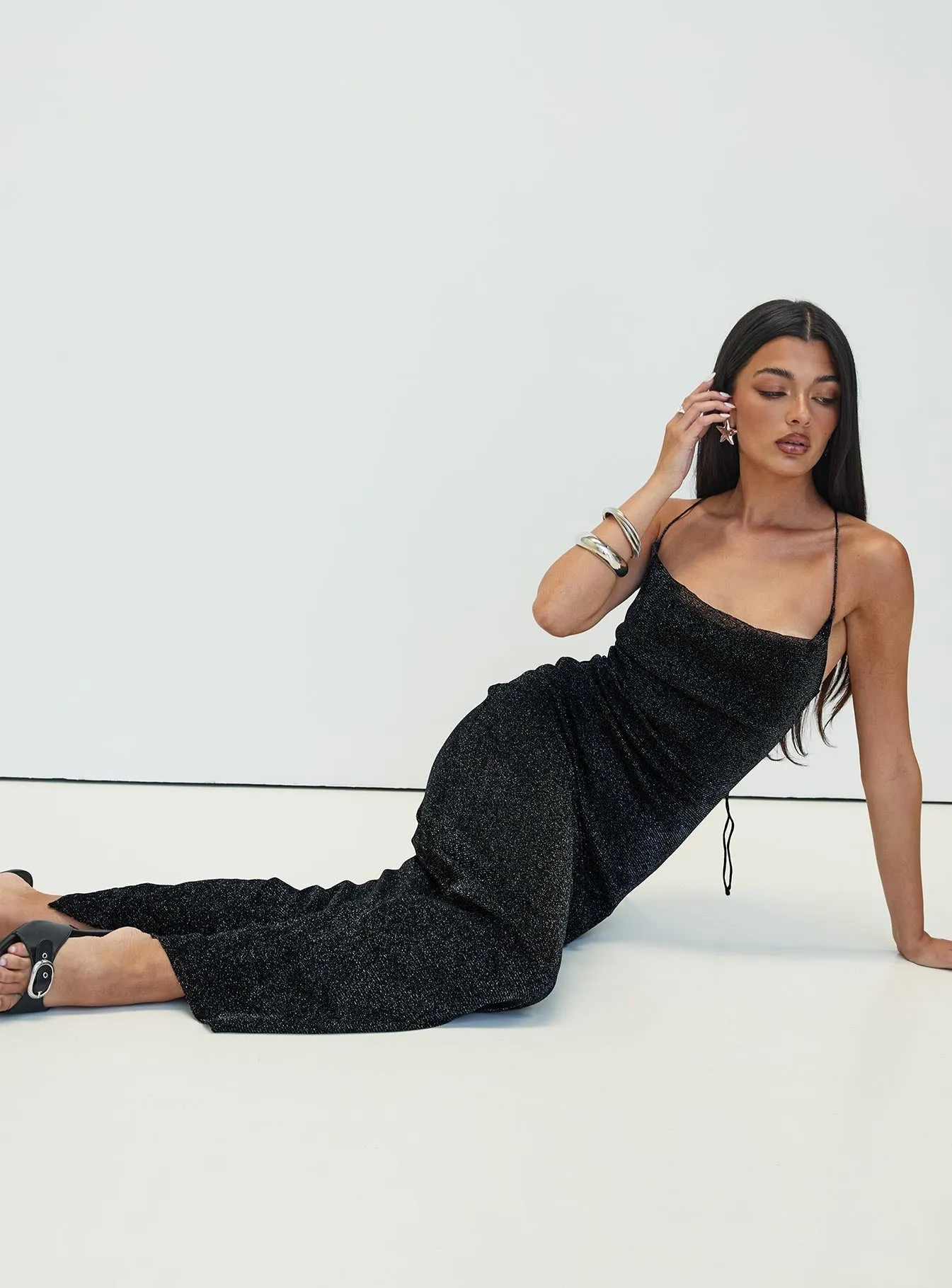 Dye Art Cutting Edge Maxi Dress Black Glitter