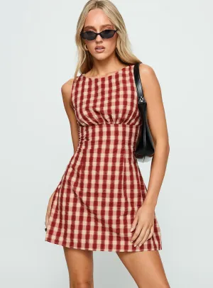 Boho Style Sweet Somethings Mini Dress Red Check