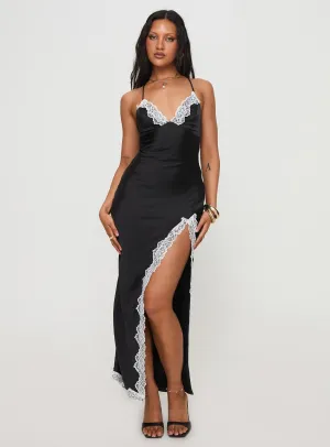 Elwen Lace Maxi Dress Black Bold pattern maxi