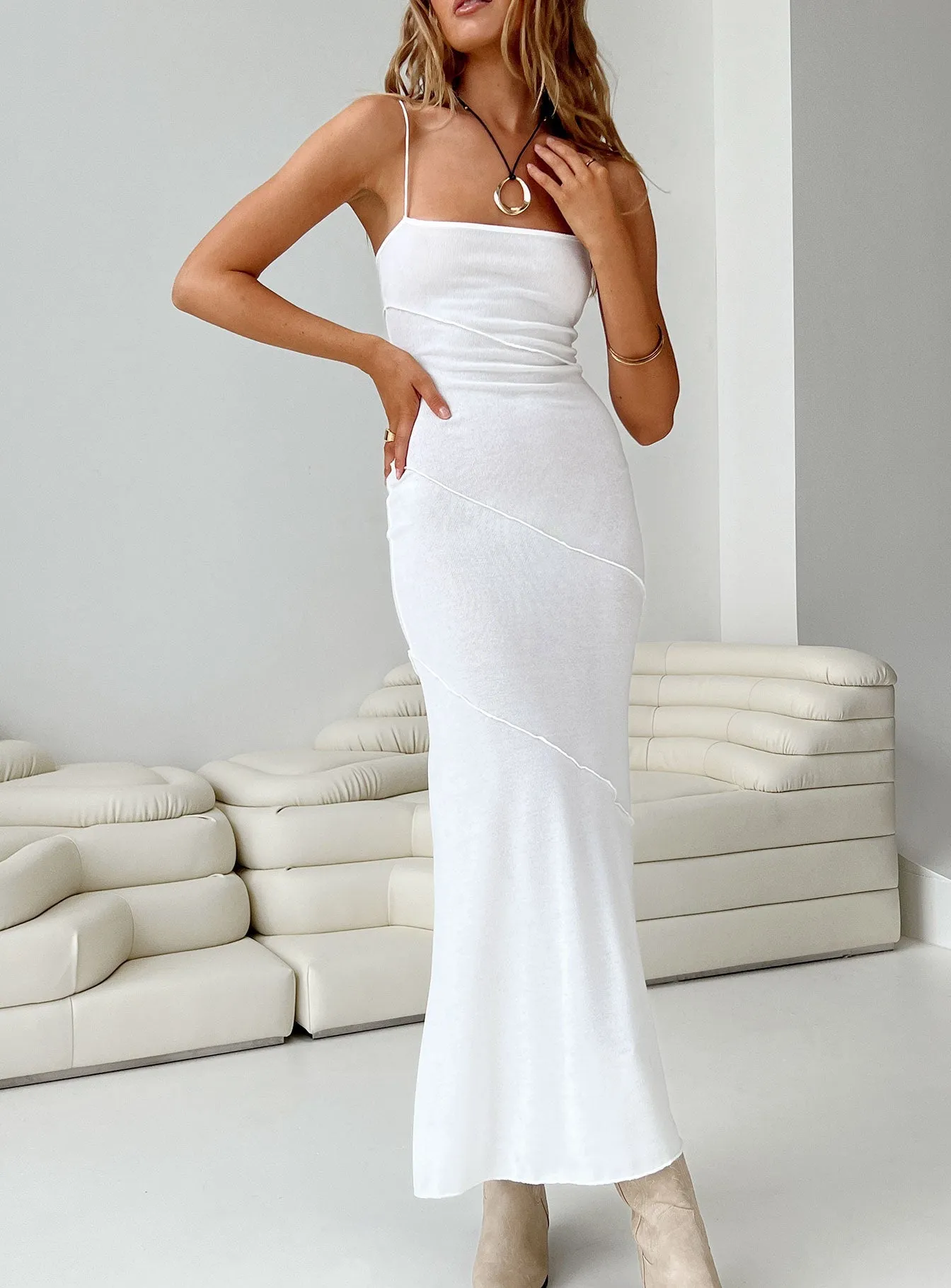 Topaz Glow Autumn Gold Andros Maxi Dress White