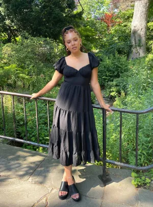 Danny Midi Dress Black Sun Kiss Wide Arm