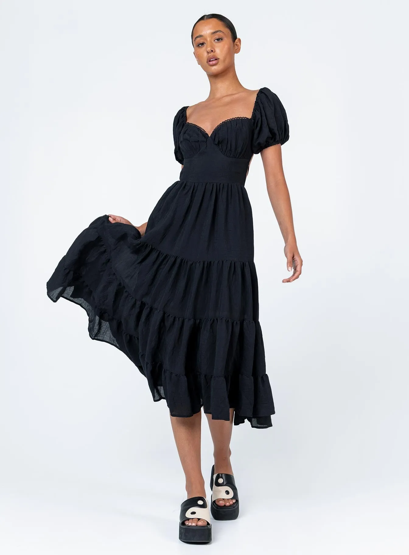 Retro Mode Danny Midi Dress Black
