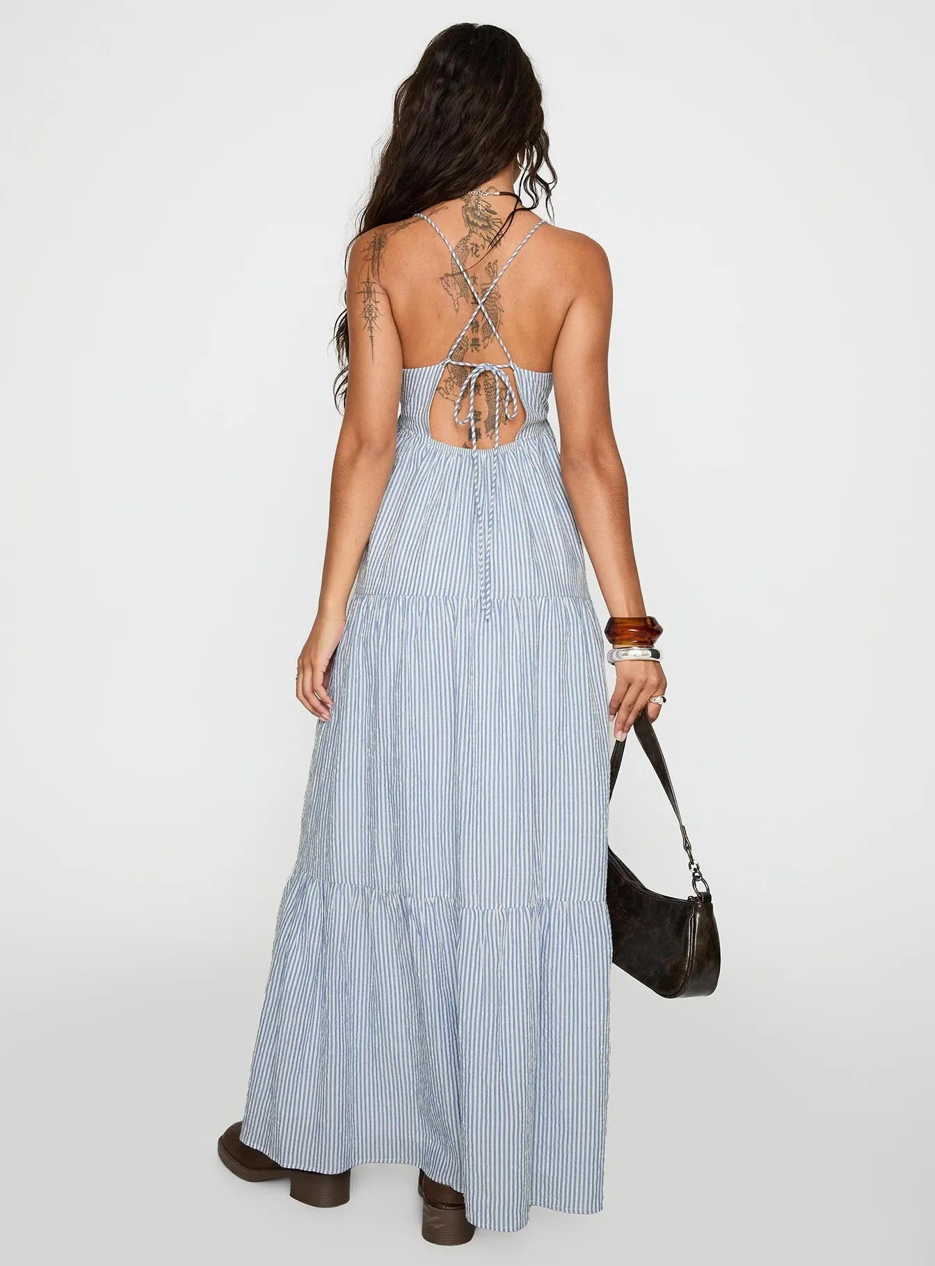 Rainbow Arch Lost Upstate Maxi Dress Blue Stripe