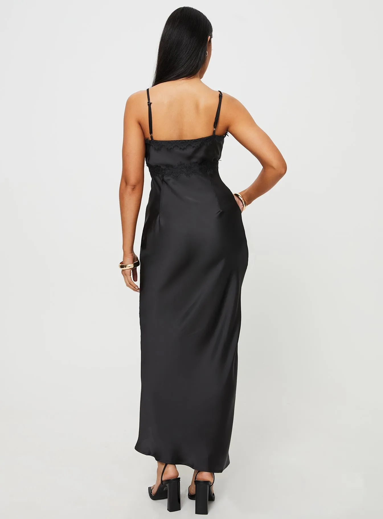 Sanz Maxi Dress Black Organza Air Copper Glow