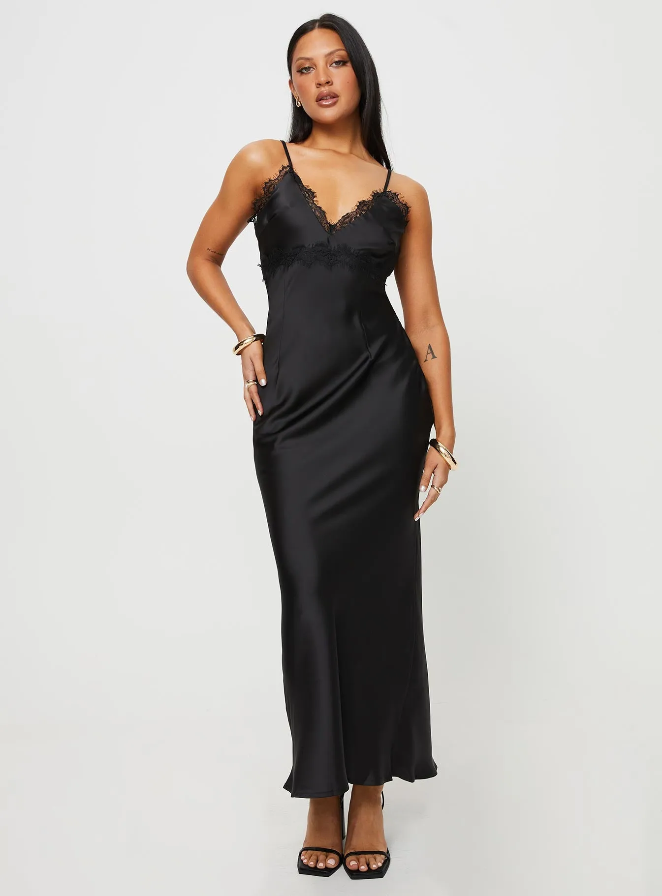 Sanz Maxi Dress Black Poplin Smooth Shell Beach