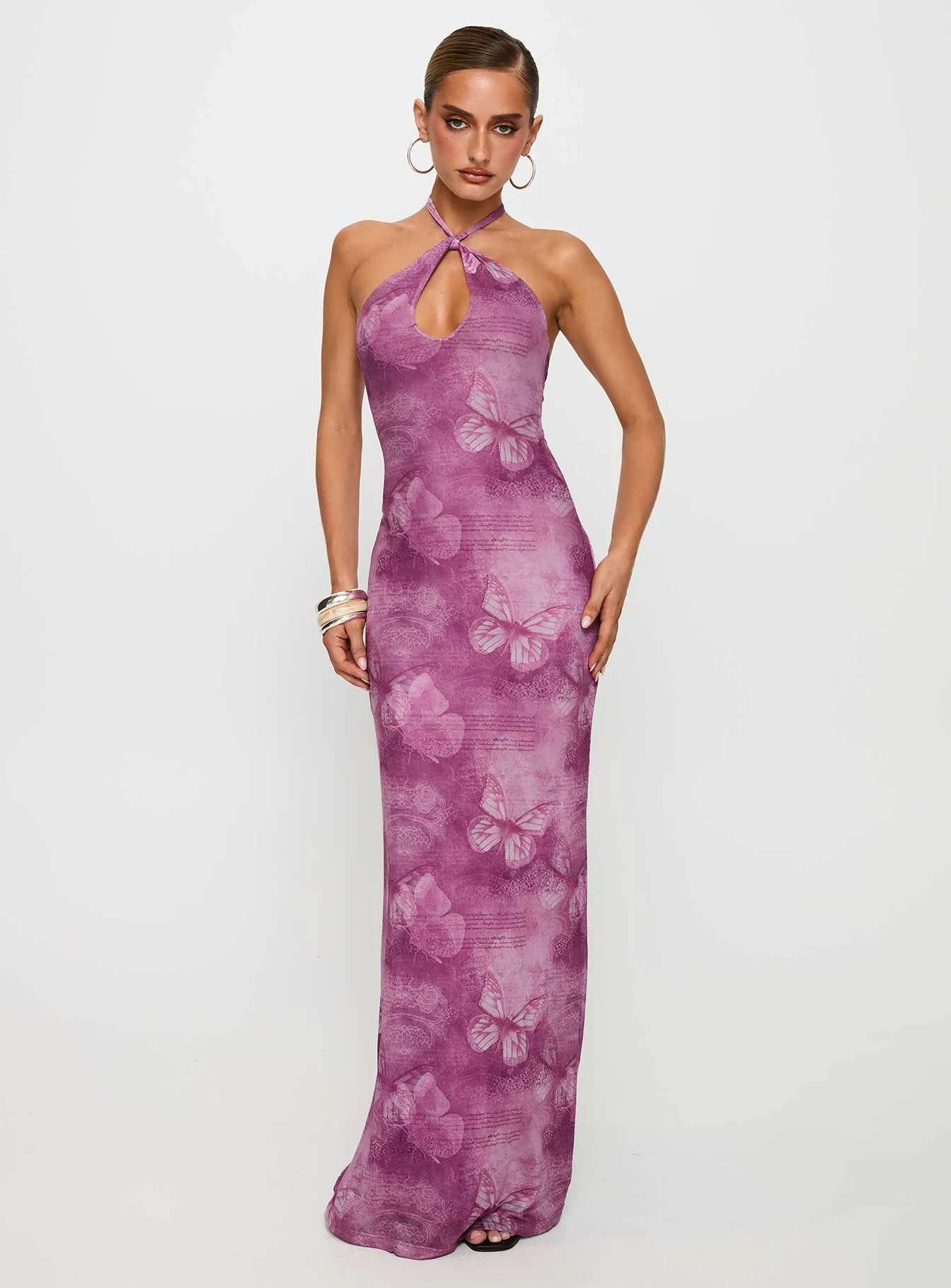 Nathaleia Halter Maxi Dress Purple Breeze Path