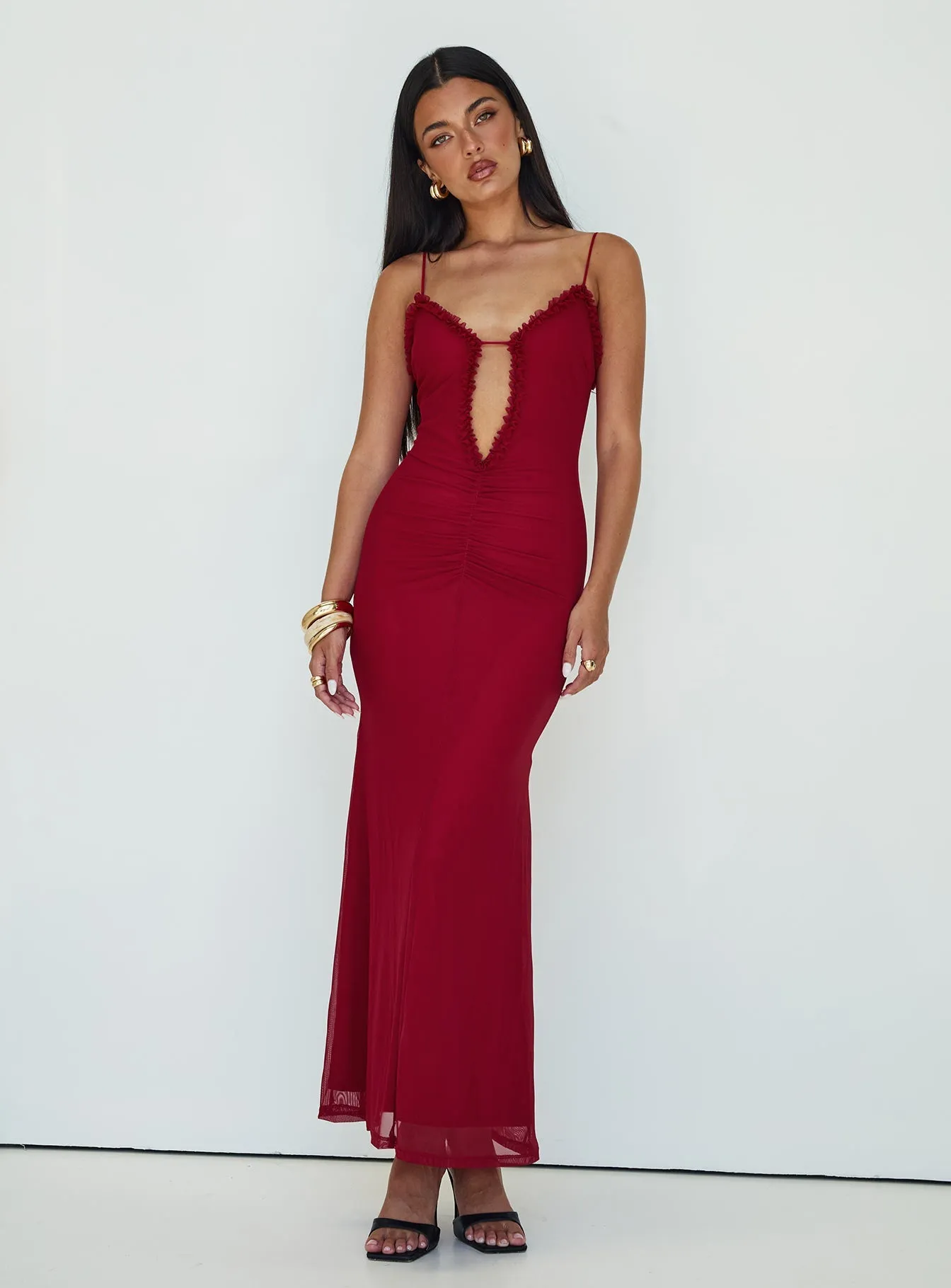Rose Glow Denim Soft Capisce Maxi Dress Red