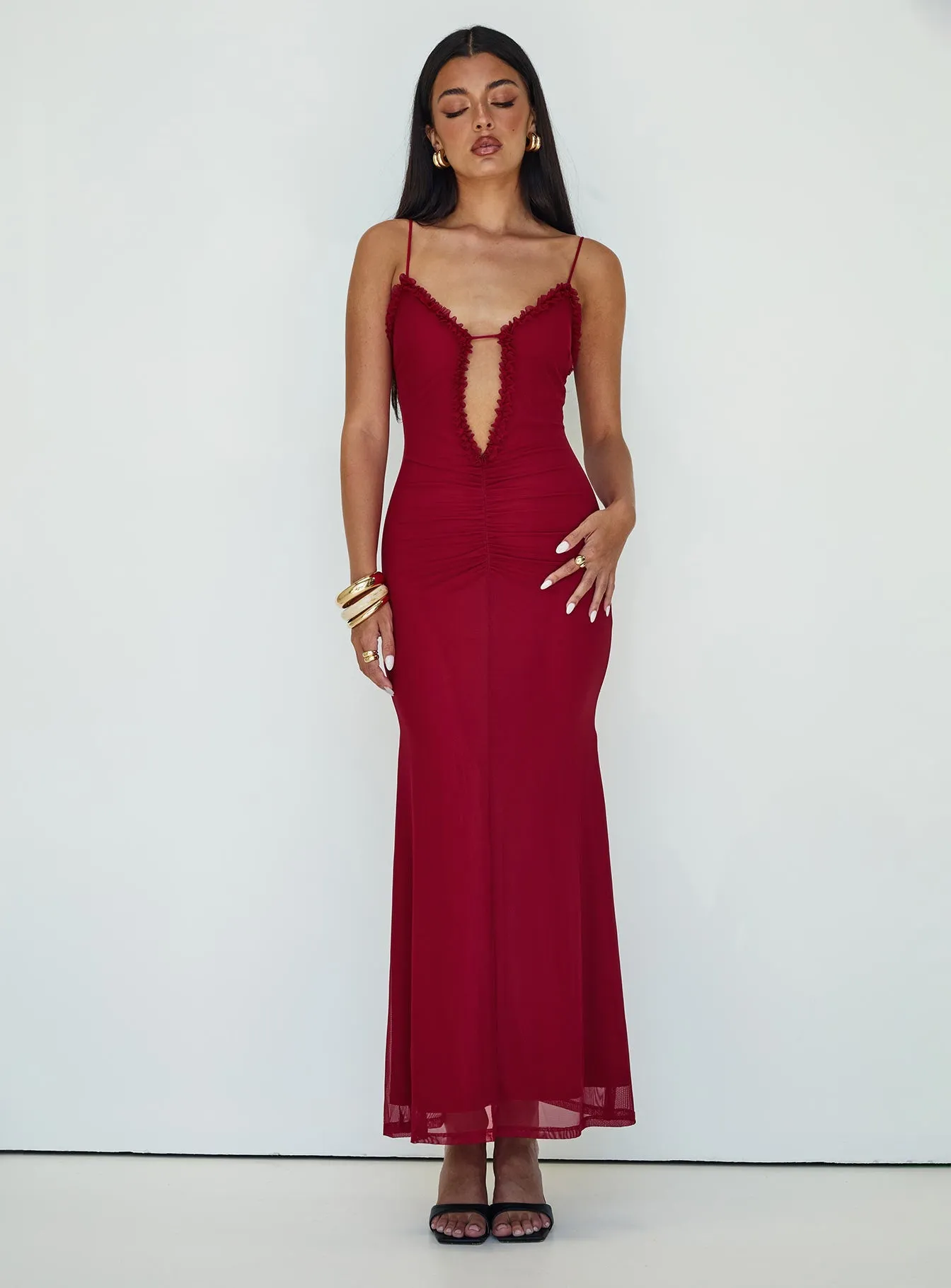 Capisce Maxi Dress Red Navy Tone Soft Dawn