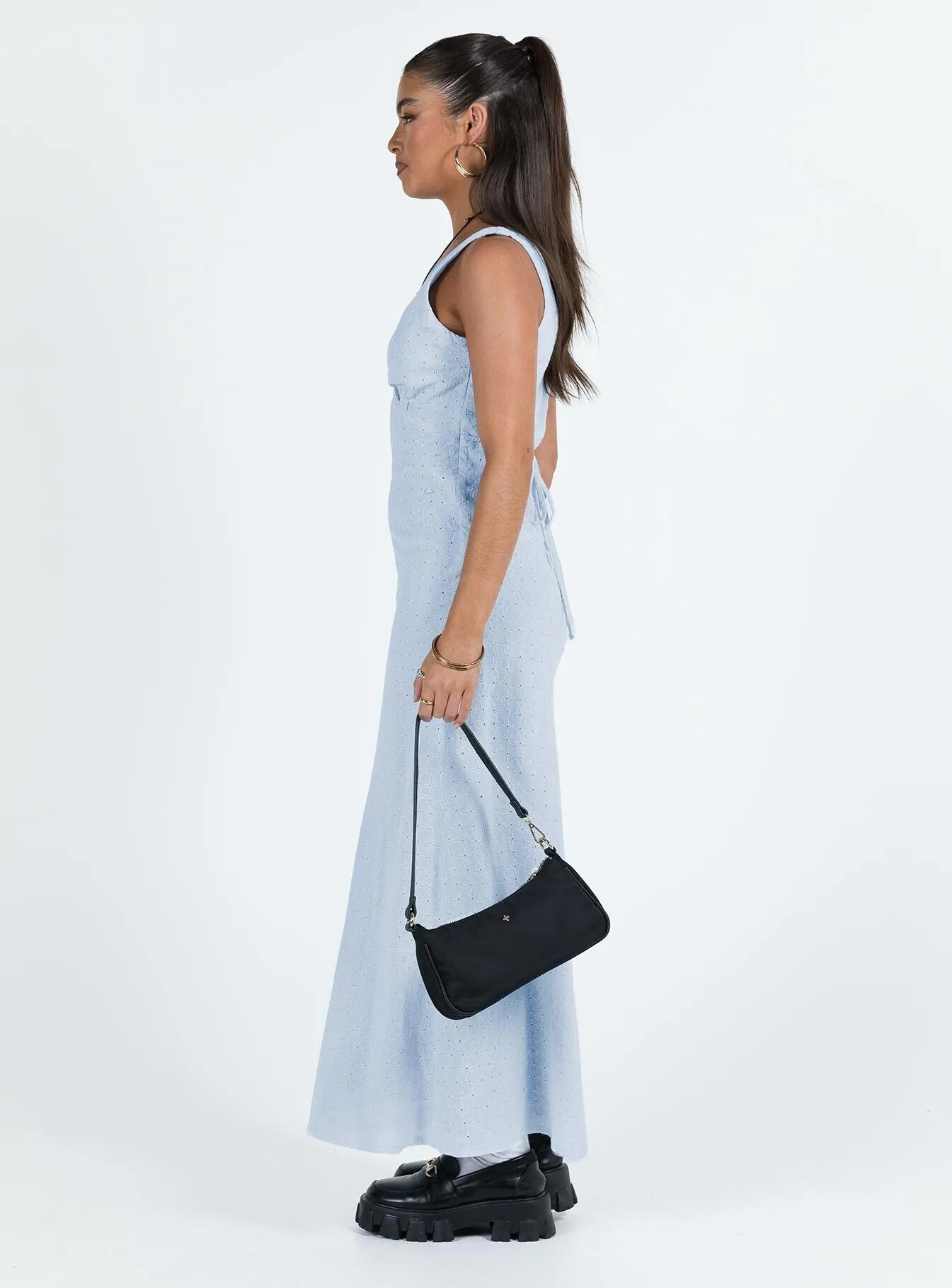 Nellie Anglaise Maxi Dress Blue Festival Glow