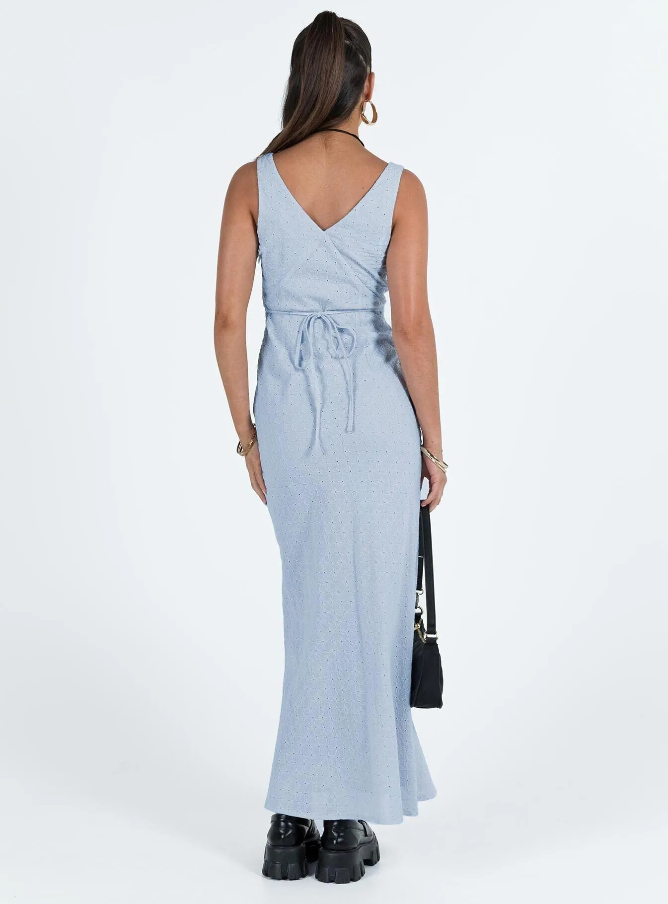 Nellie Anglaise Maxi Dress Blue Yellow Sun Marina Walk