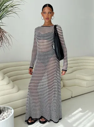 Ikaris Long Sleeve Maxi Dress Grey / White Dome Glow Creek View