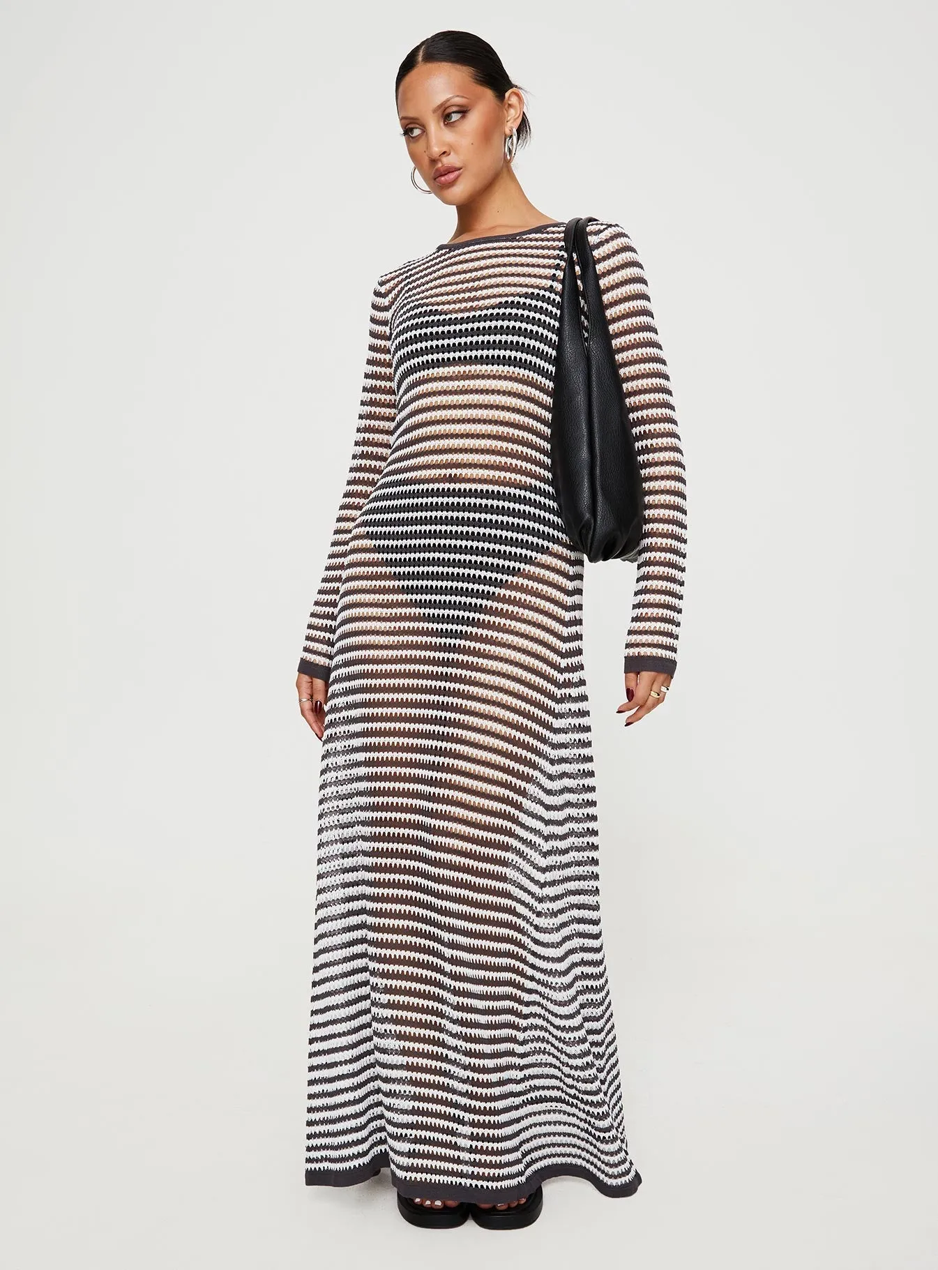 Ikaris Long Sleeve Maxi Dress Grey / White Metro View