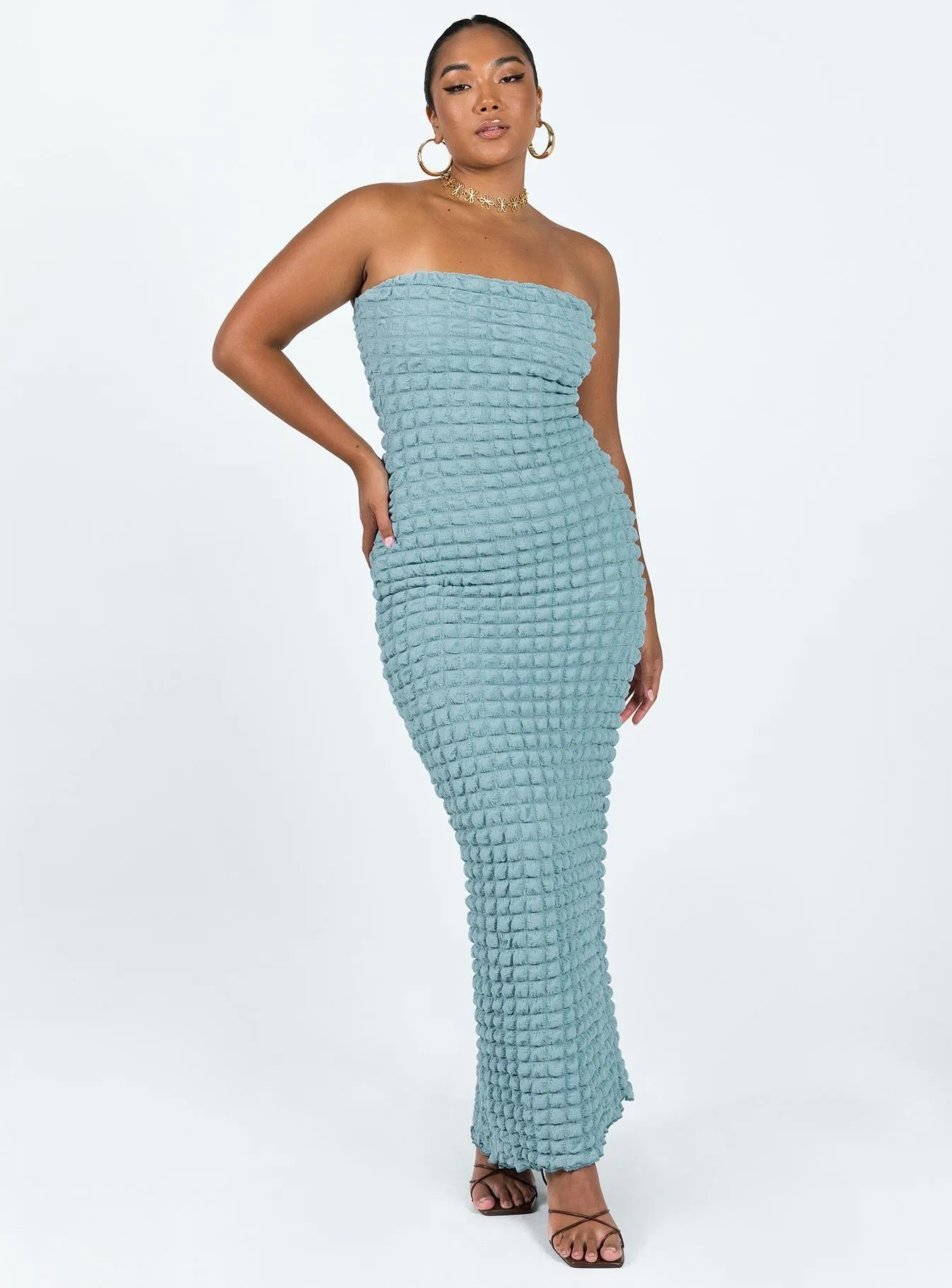 Kendrick Strapless Maxi Dress Blue Flow River