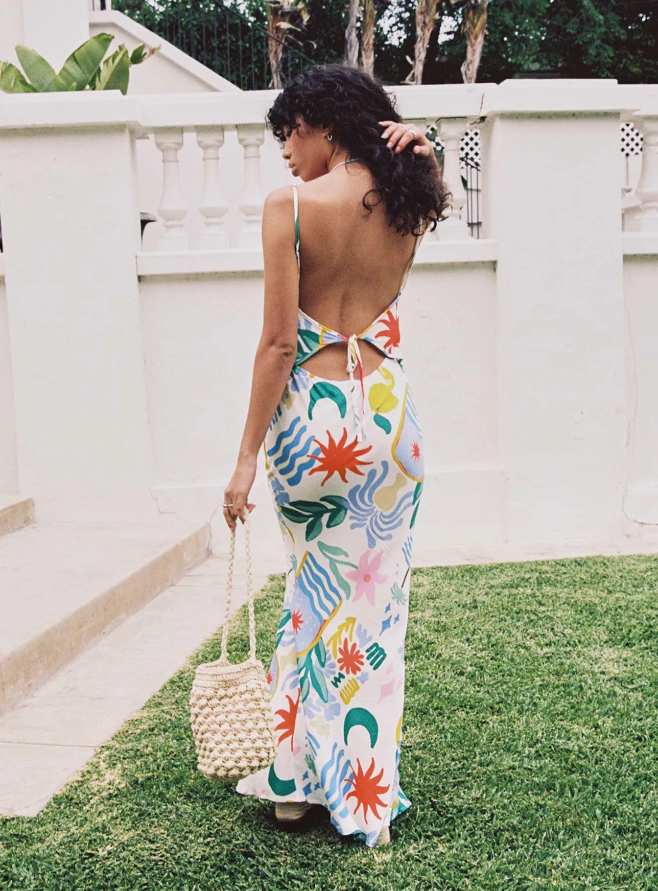 Gold Touch Steel Glow Luncheon Maxi Dress Blue Multi