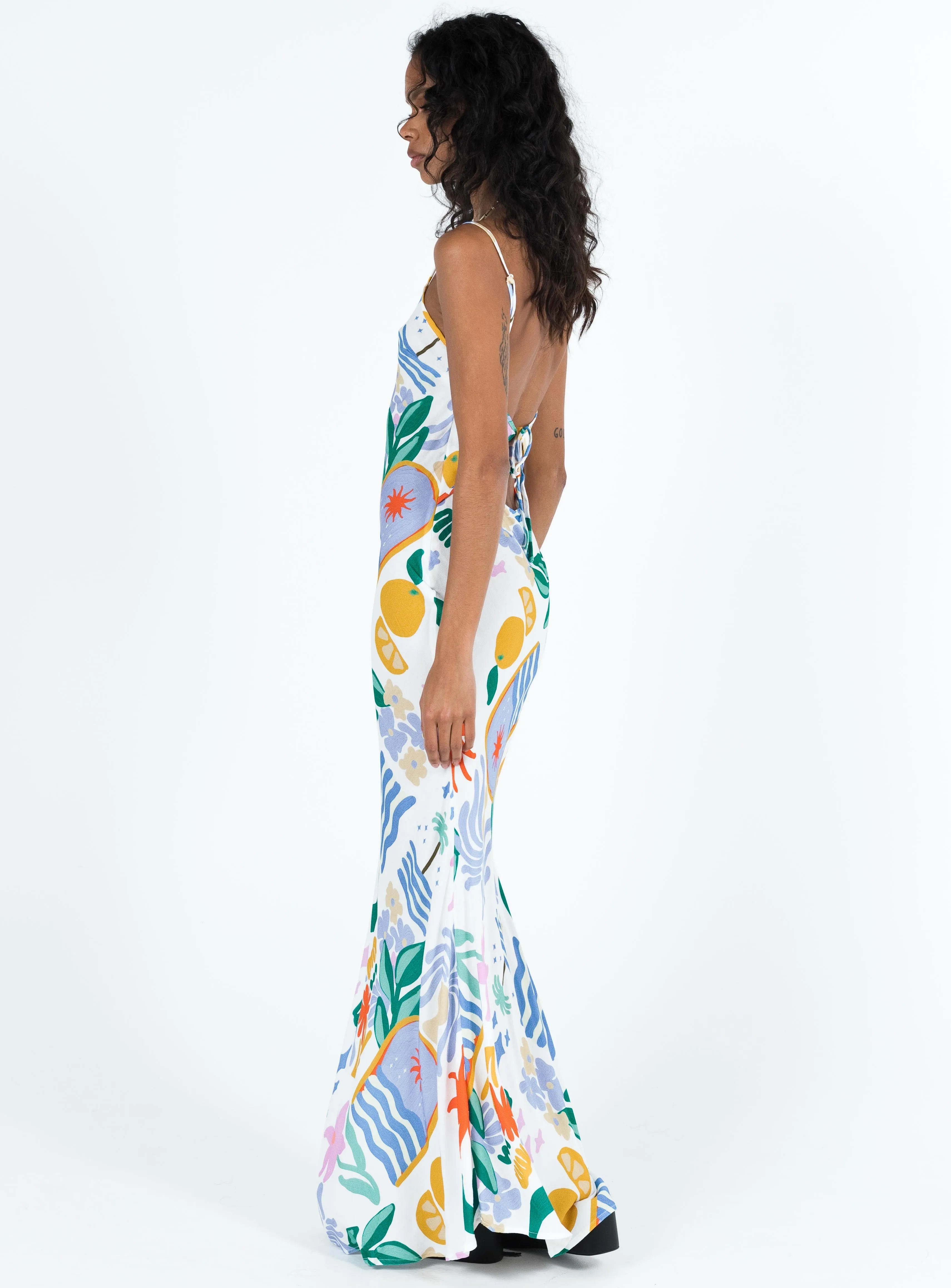 Luncheon Maxi Dress Blue Multi Sunset Glow