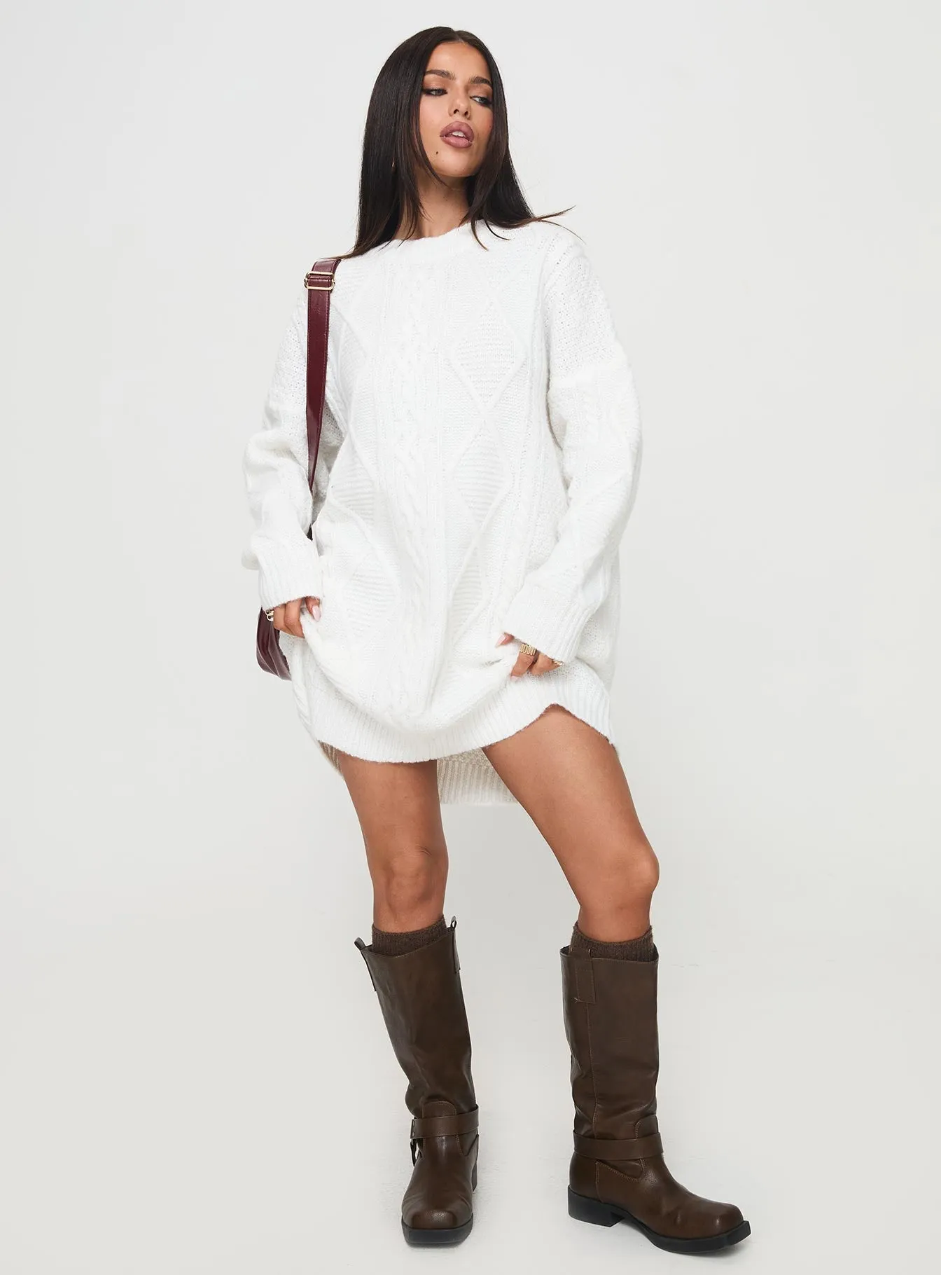 Canlish Sweater Mini Dress Cream Sunset Glam Bright Pop