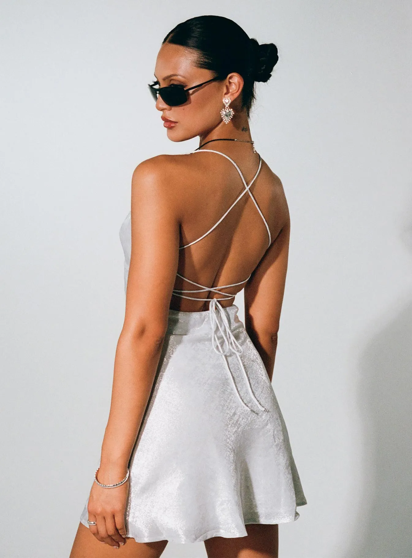 Clemence Mini Dress Silver Adjustable Hem