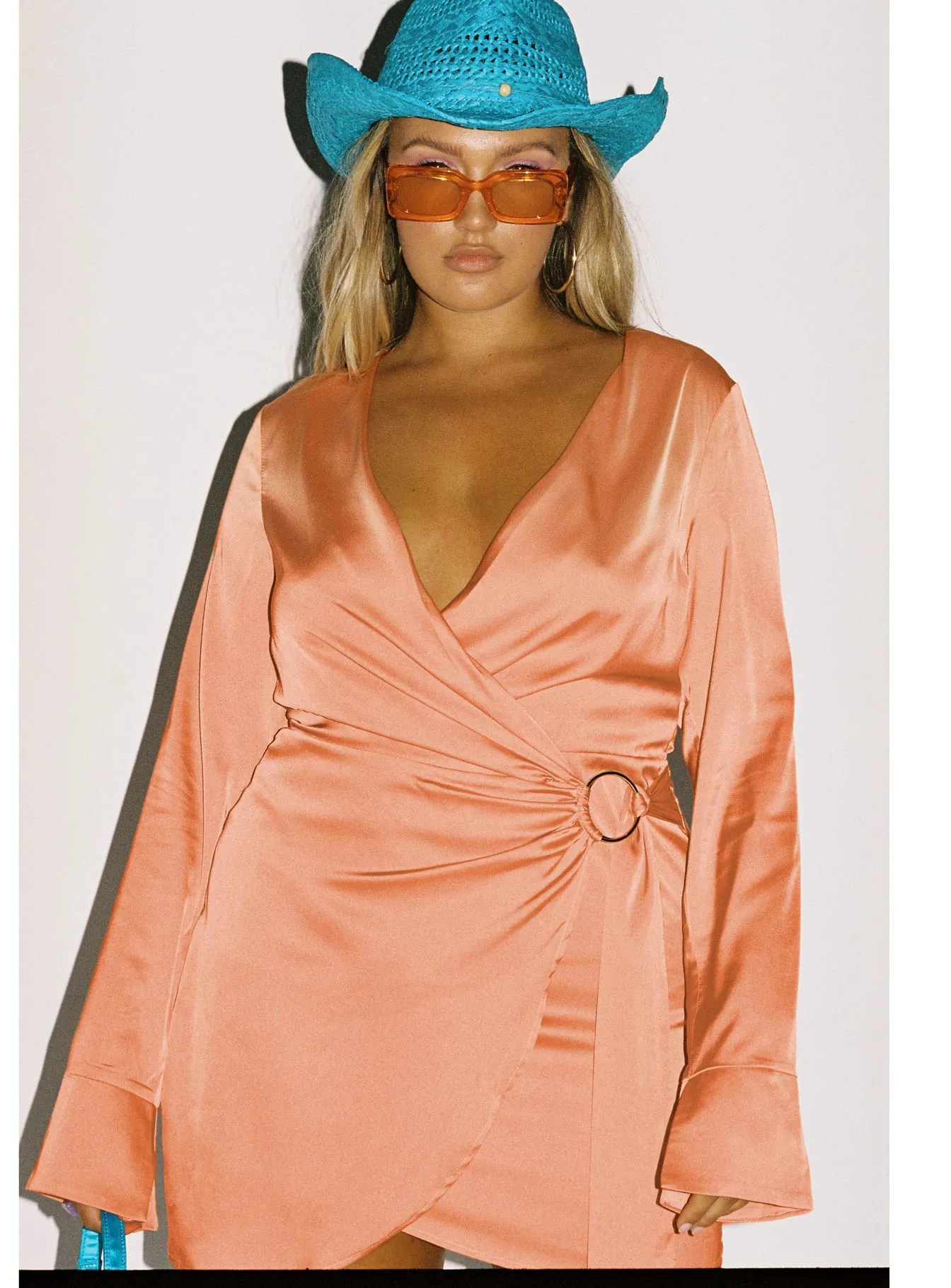 Energy Flow Mini Dress Orange Y2K Feel Knit Blend Fabric