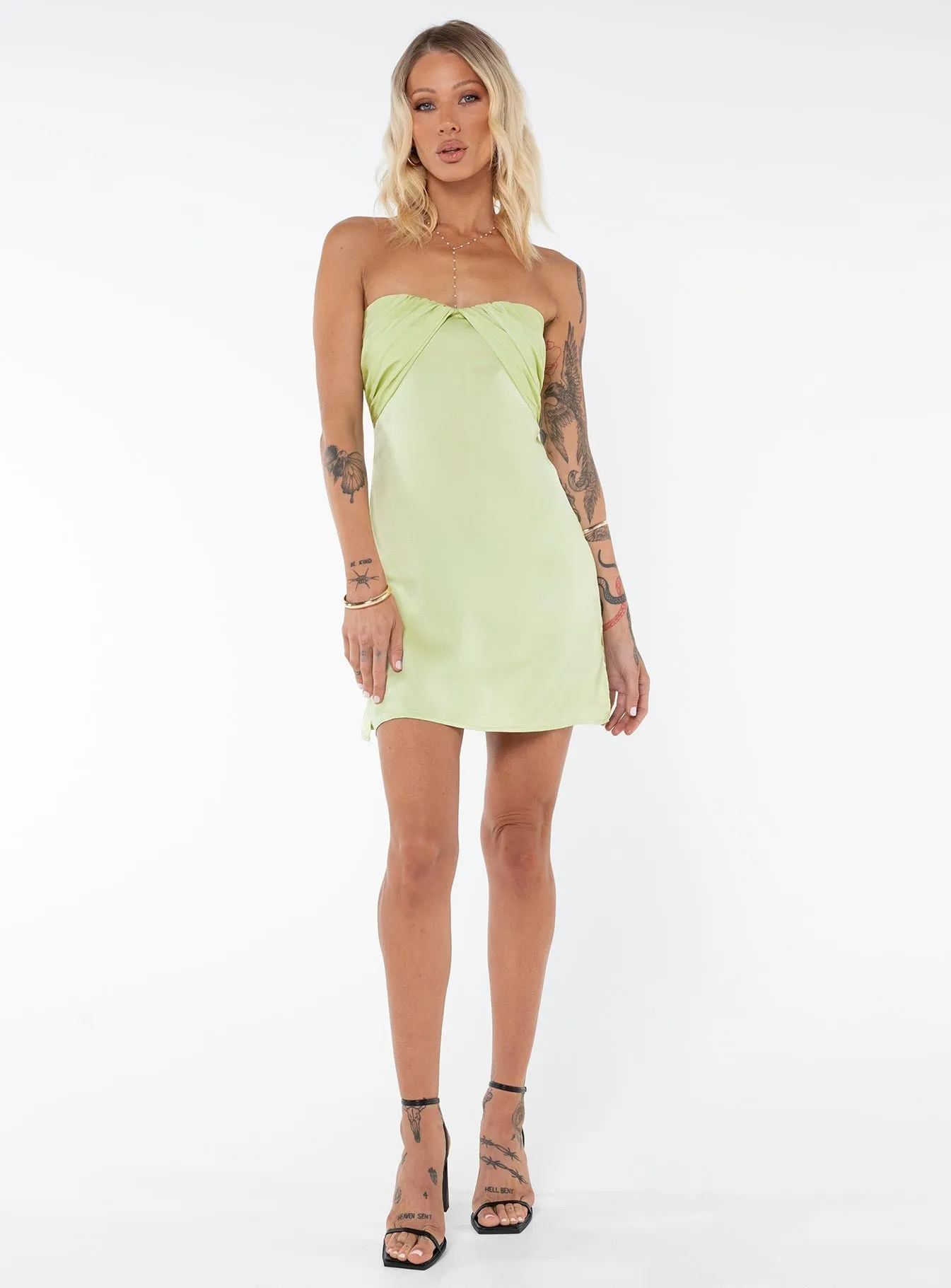 Irena Strapless Mini Dress Green Tall Catch Eyes Stylish short-sleeve mini