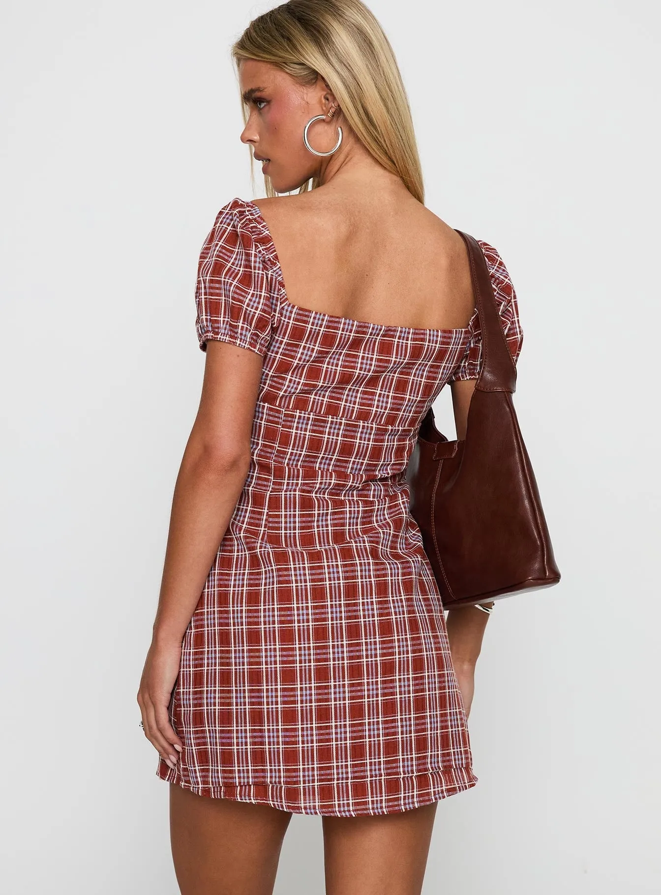 Love Supreme Mini Dress Red Check Trendy Wearable Stylish mini for brunch