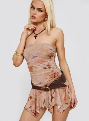 Minxie Strapless Playsuit Pink Floral Bar Glow Bamboo Fiber Blend