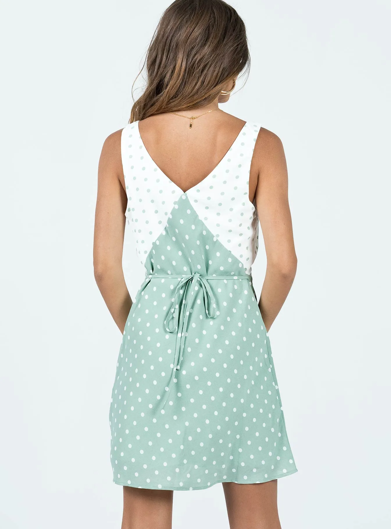 Nellie Mini Dress Mint Polka Dot Comfy Fashion Flattering bodycon mini