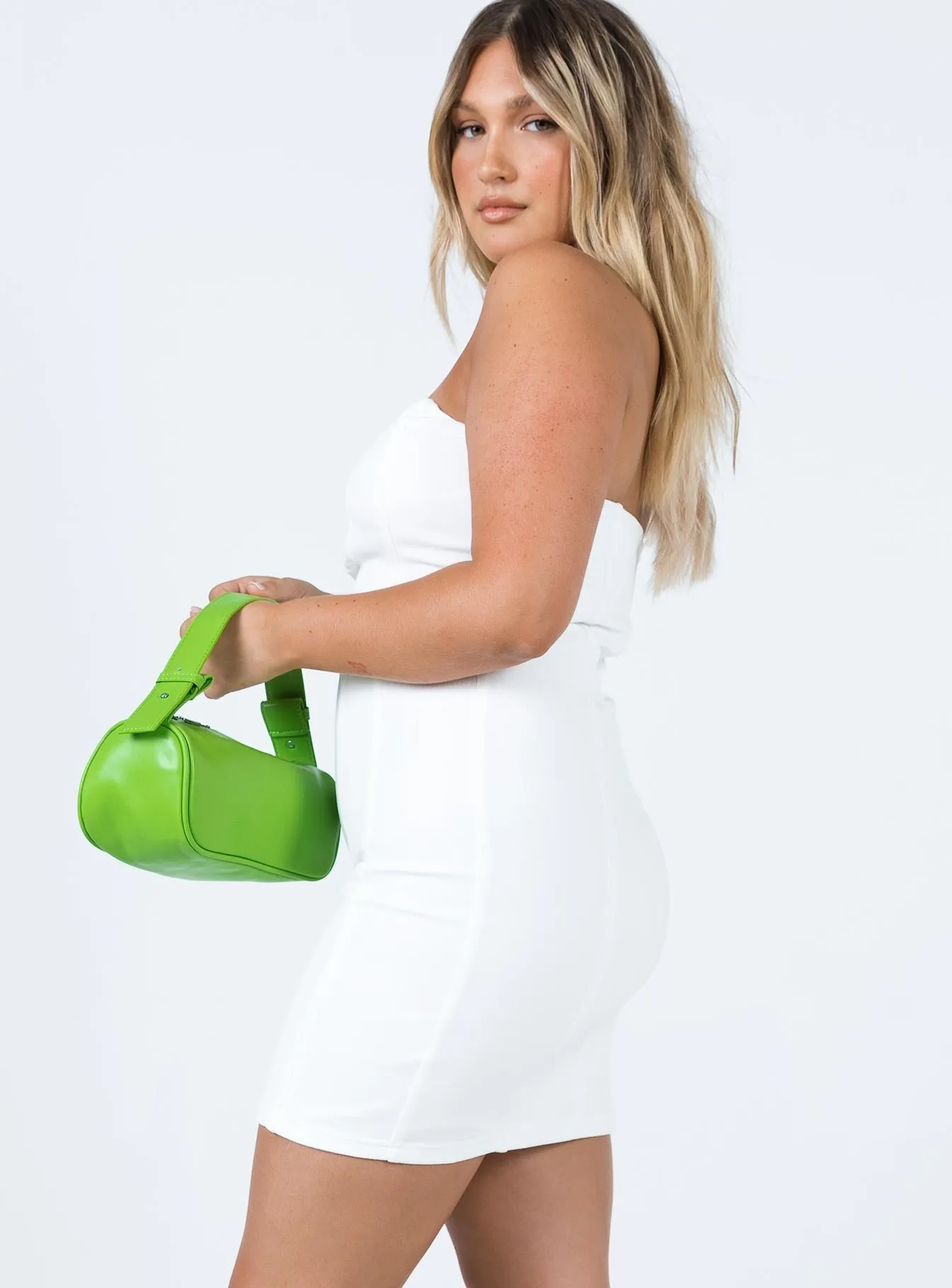 Tristian Mini Dress White Shine Glow Street Glam
