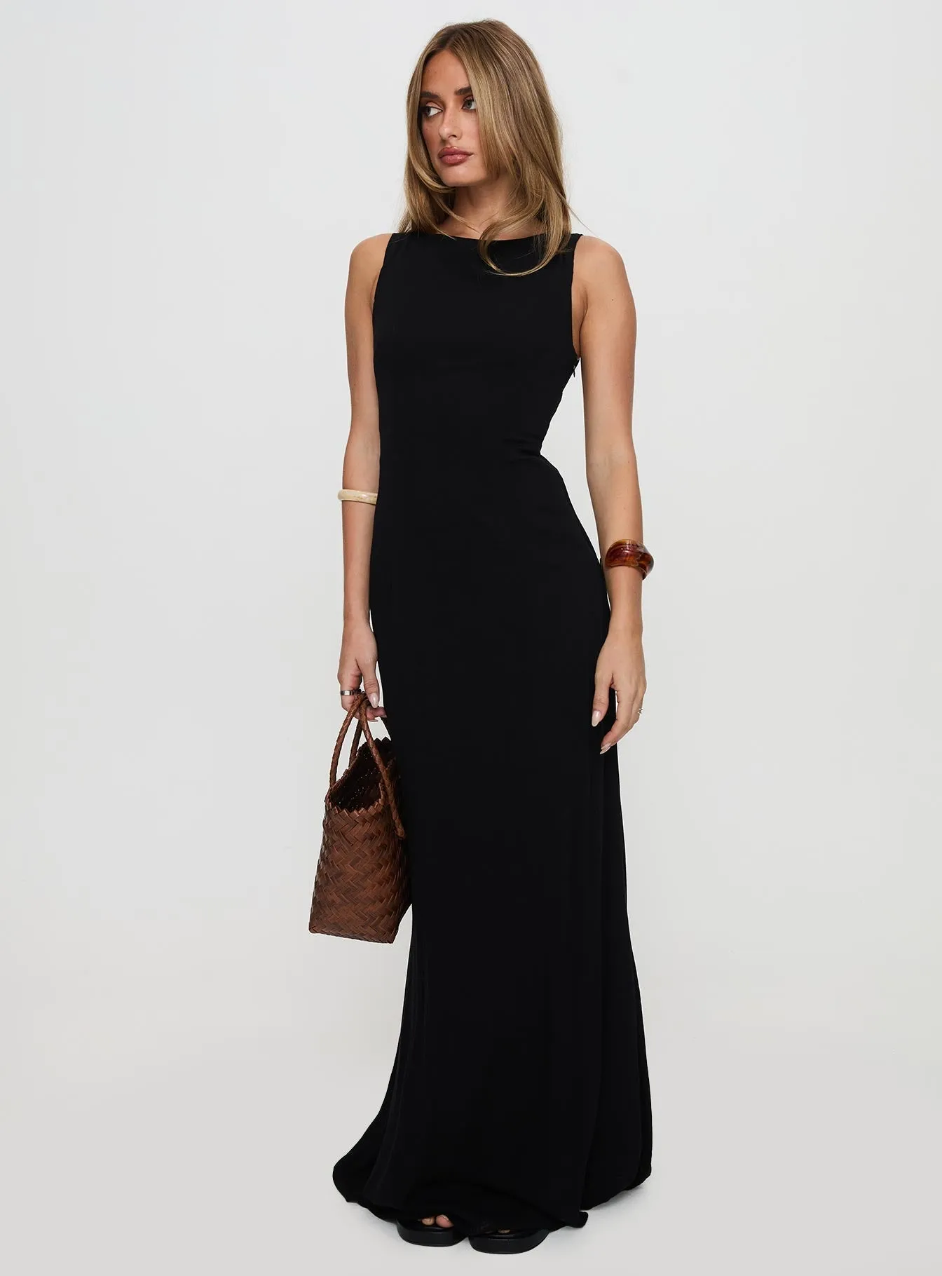 Ace Of Hearts Backless Maxi Dress Black Vibrant floral maxi Flower Path