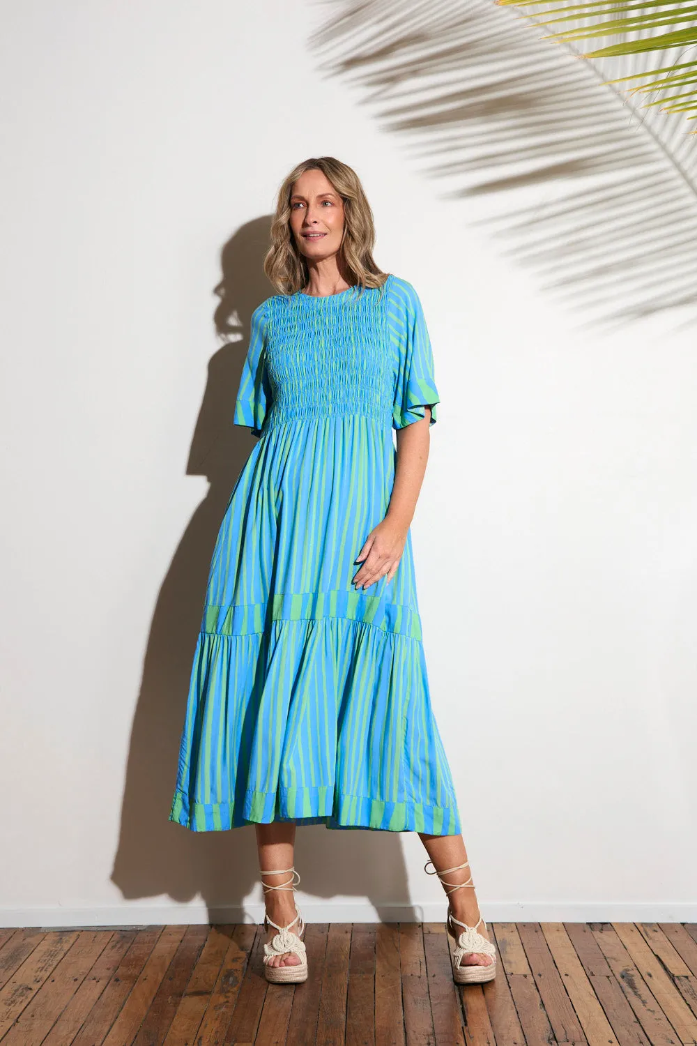 Galaxy Glow Seasonal Essentials Minden Shirred Dress in Tropical Spring
