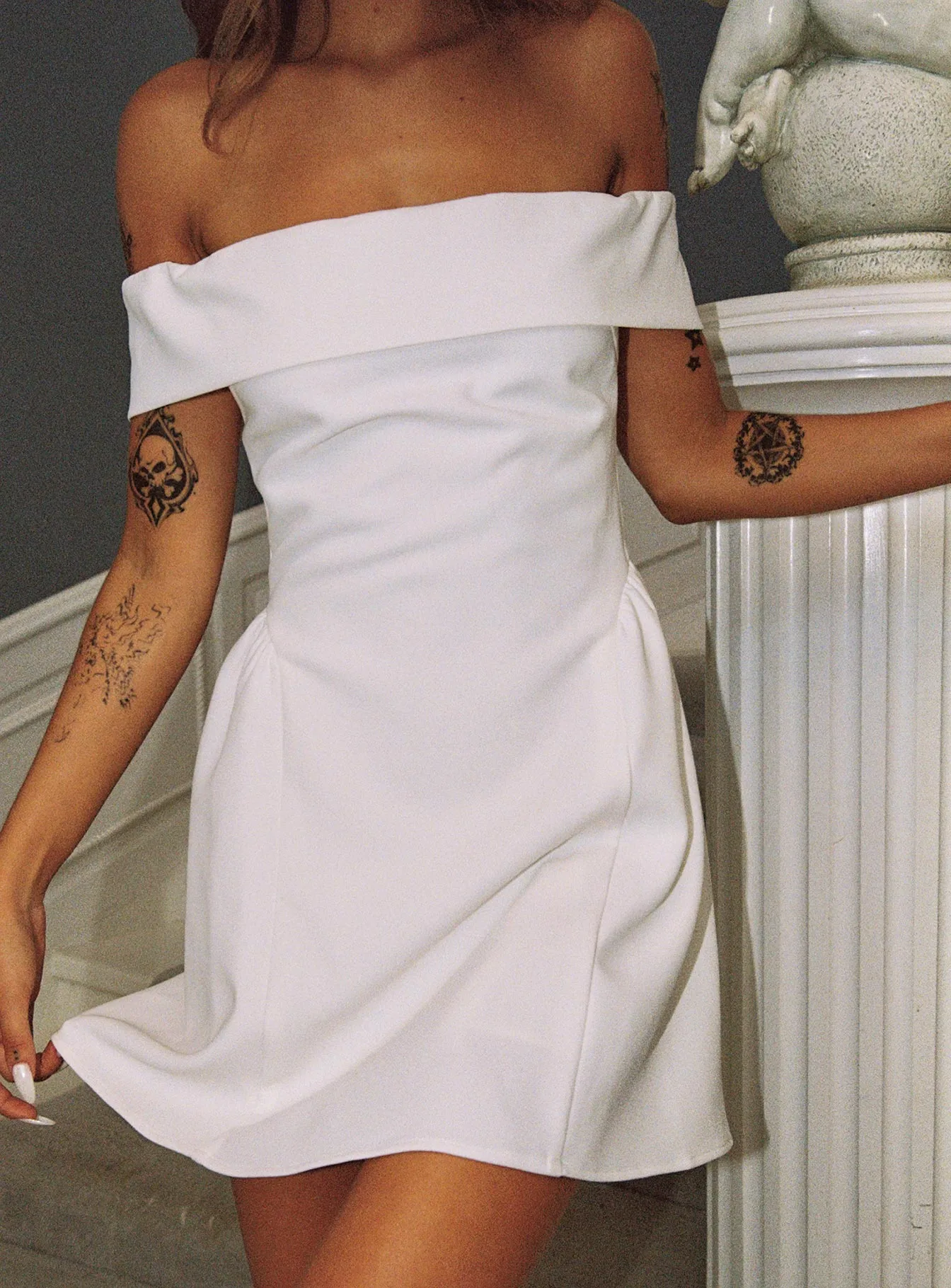 Comfortable party wear Main Character Strapless Mini Dress White