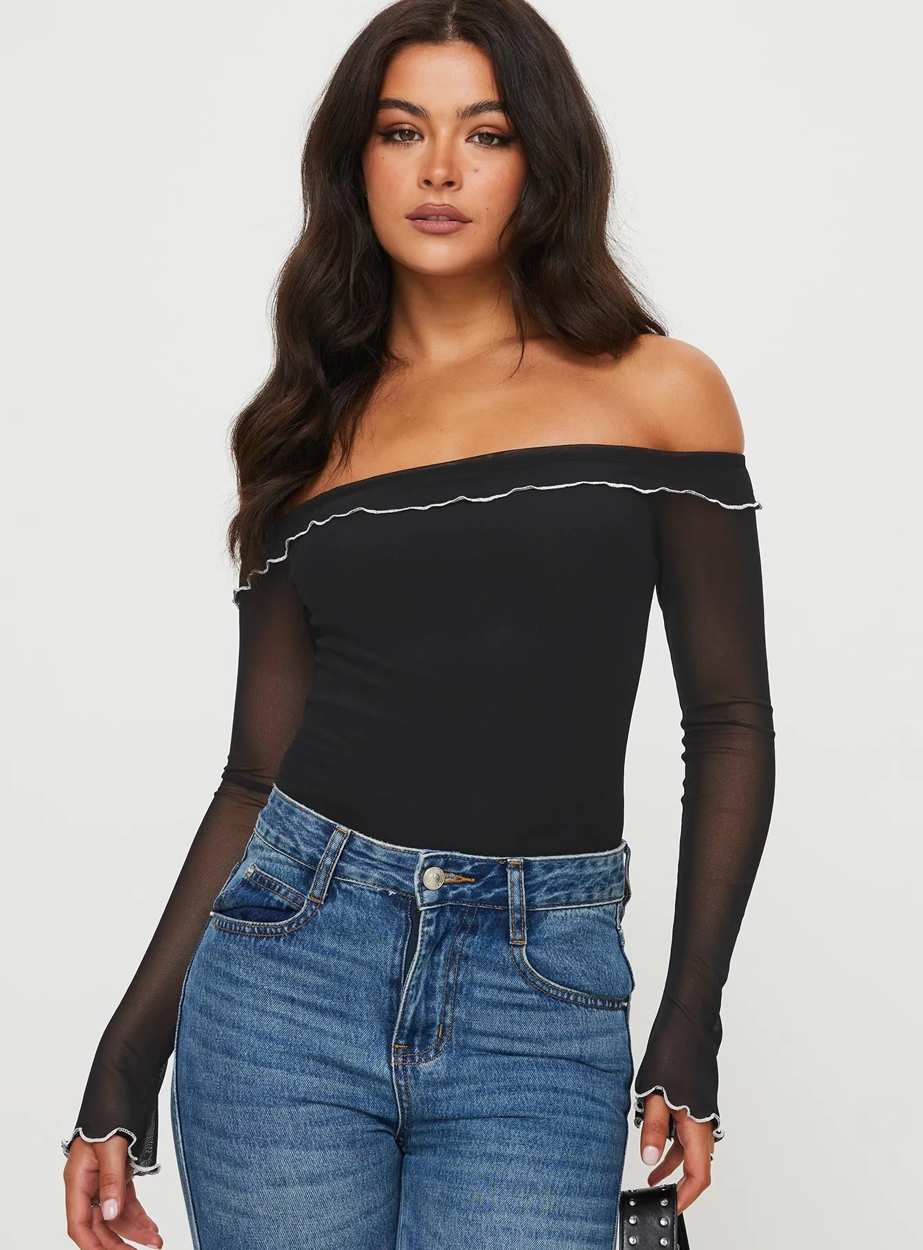 Arsema Off The Shoulder Bodysuit Black Outdoor Sharp