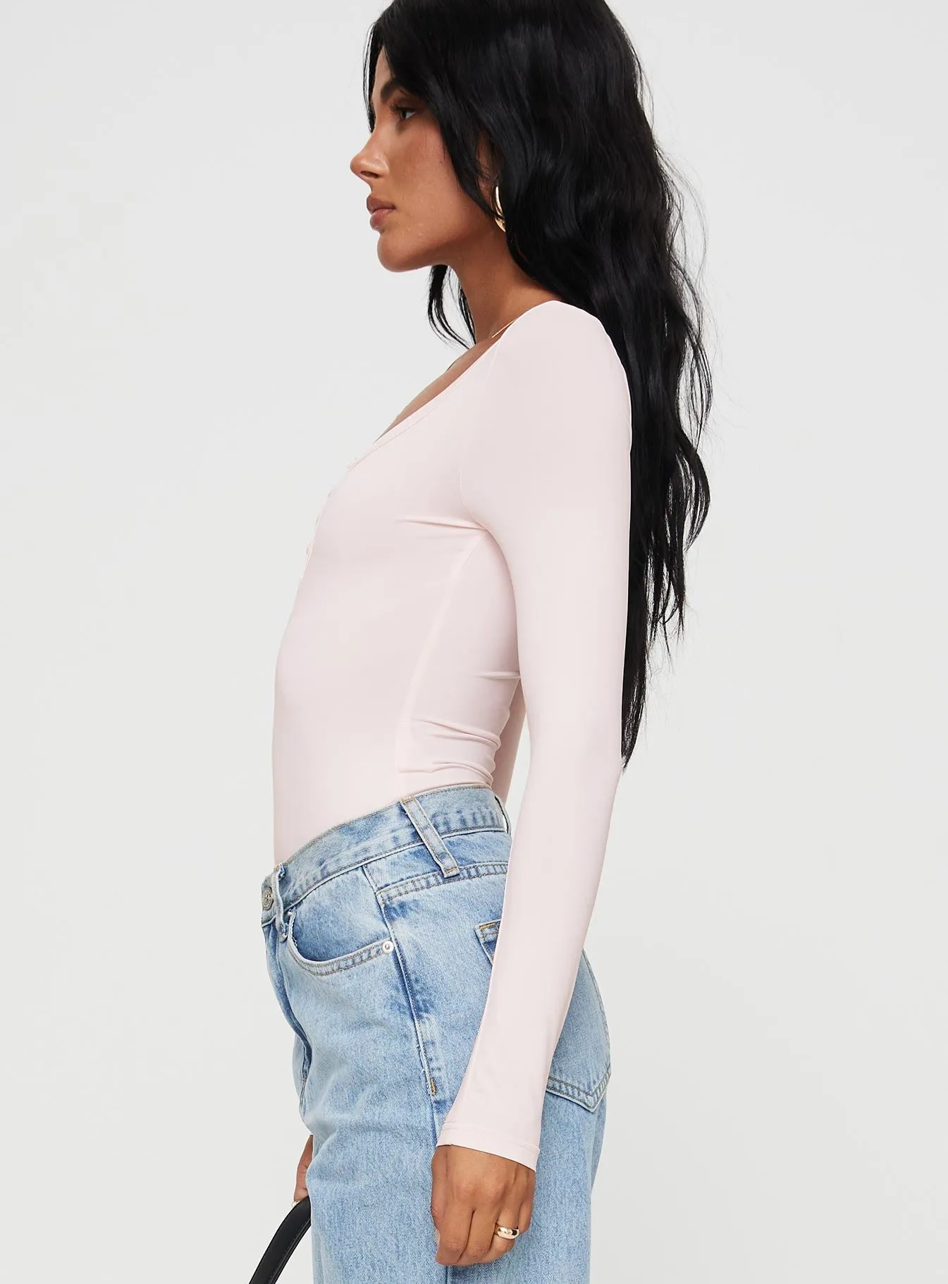Bold Athlete Trendy Wedding Delgado Long Sleeve Bodysuit Pink