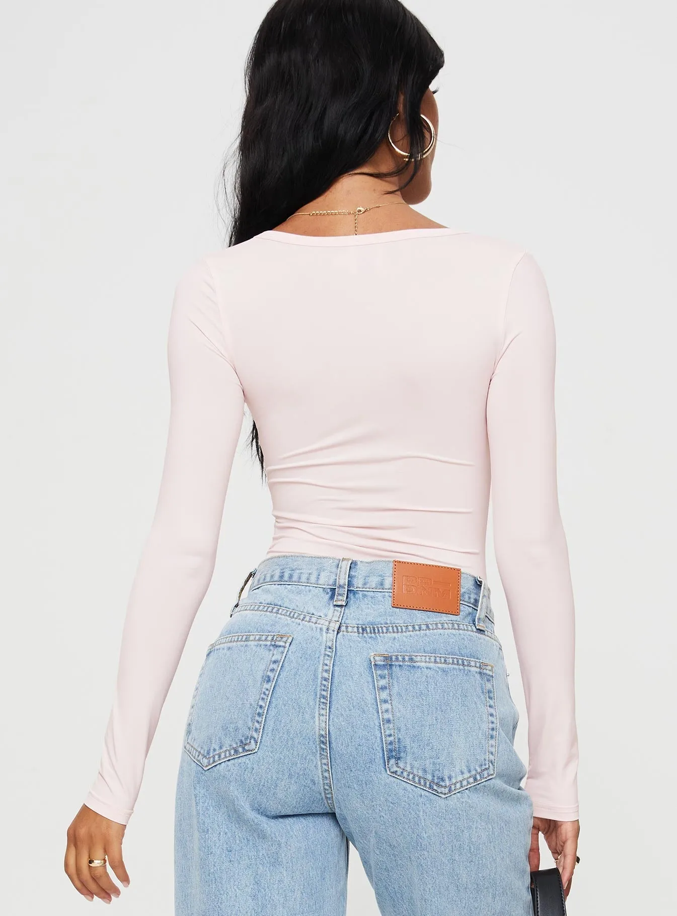 Delgado Long Sleeve Bodysuit Pink Active Luxury Relaxed Indoor