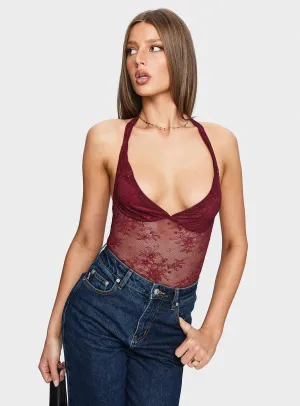 Kaitlen Sheer Bodysuit Maroon Dance Athlete Active Kids