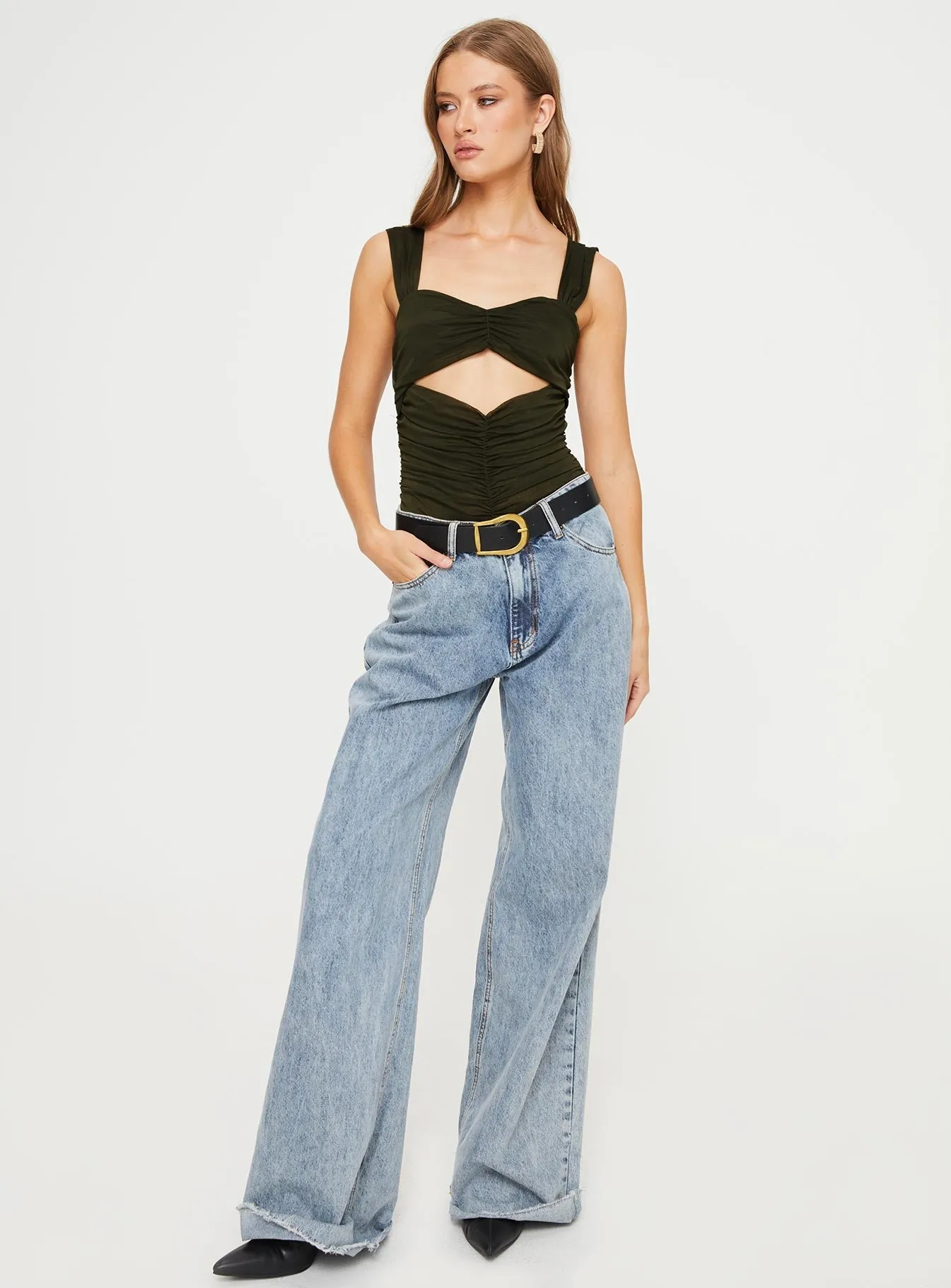 Kalmia Bodysuit Olive Green Date Comfy Sharp Dancer