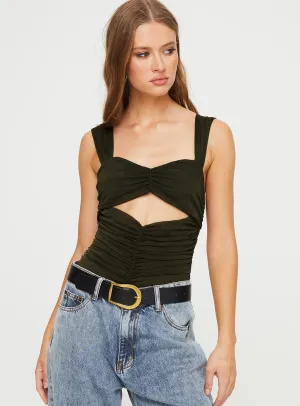 Kalmia Bodysuit Olive Green Trendy Smart Daily Model