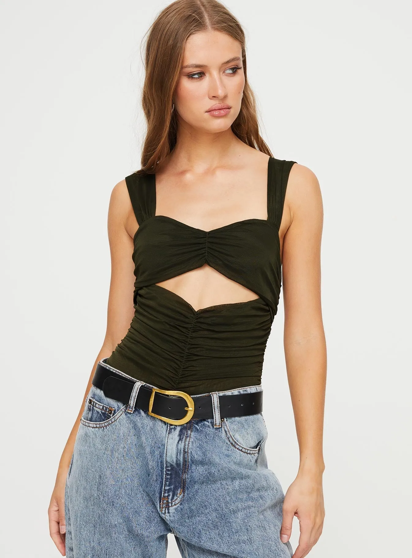 Kalmia Bodysuit Olive Green Trendy Smart Daily Model