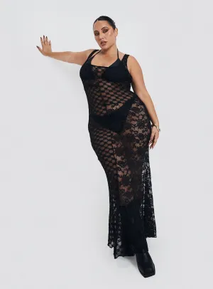 Zhara Lace Dress Black Curve Resort Stay Fashionable long silhouette