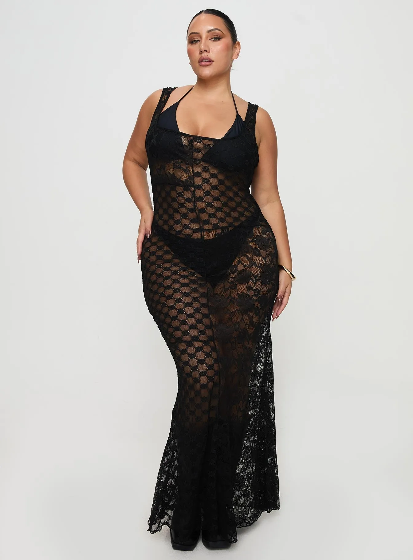 Urban Cool Zhara Lace Dress Black Curve
